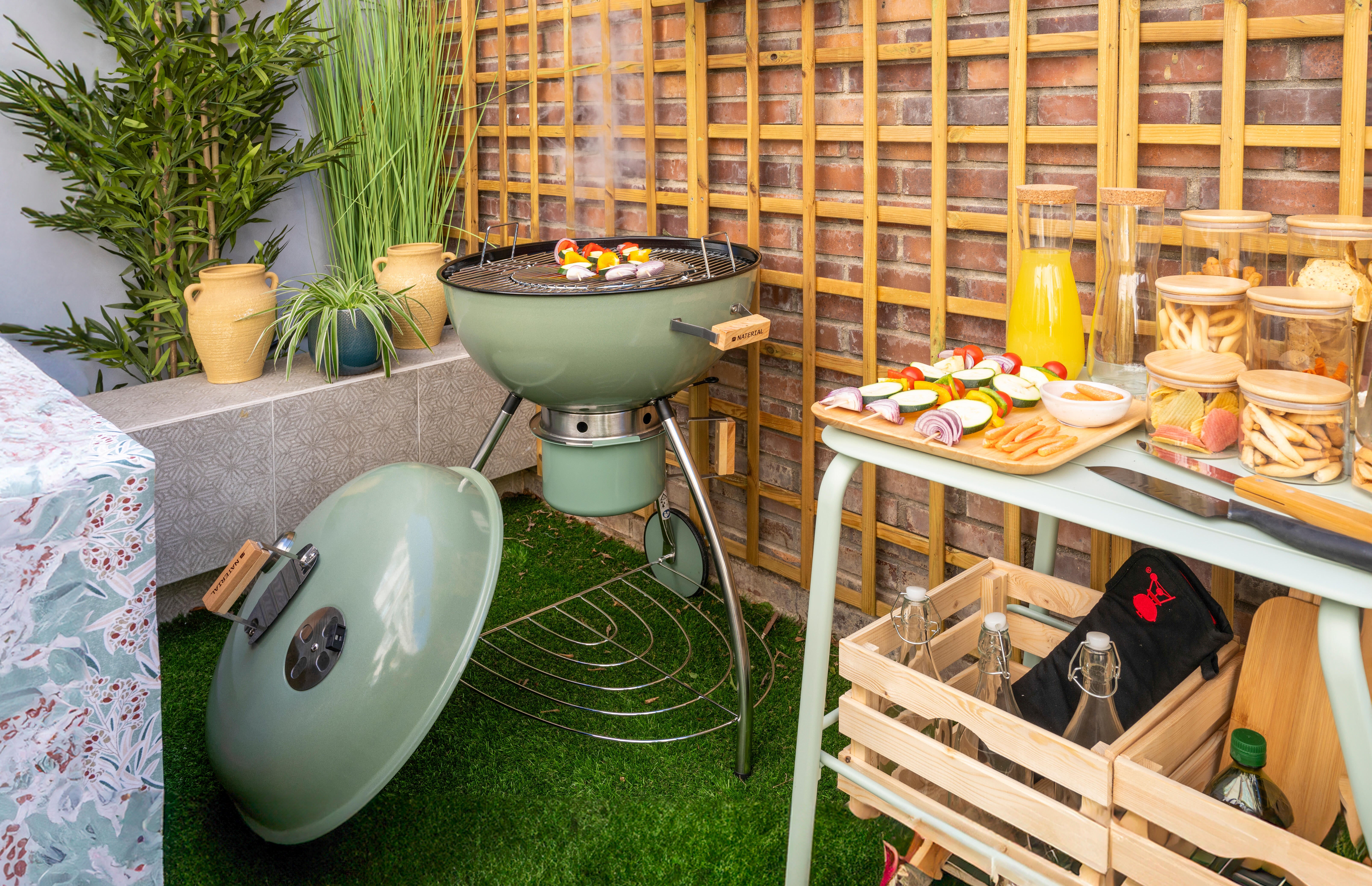 Barbecue a carvão com rodas ⌀ 57 cm verde Naterial Phoenix Beta II - 11