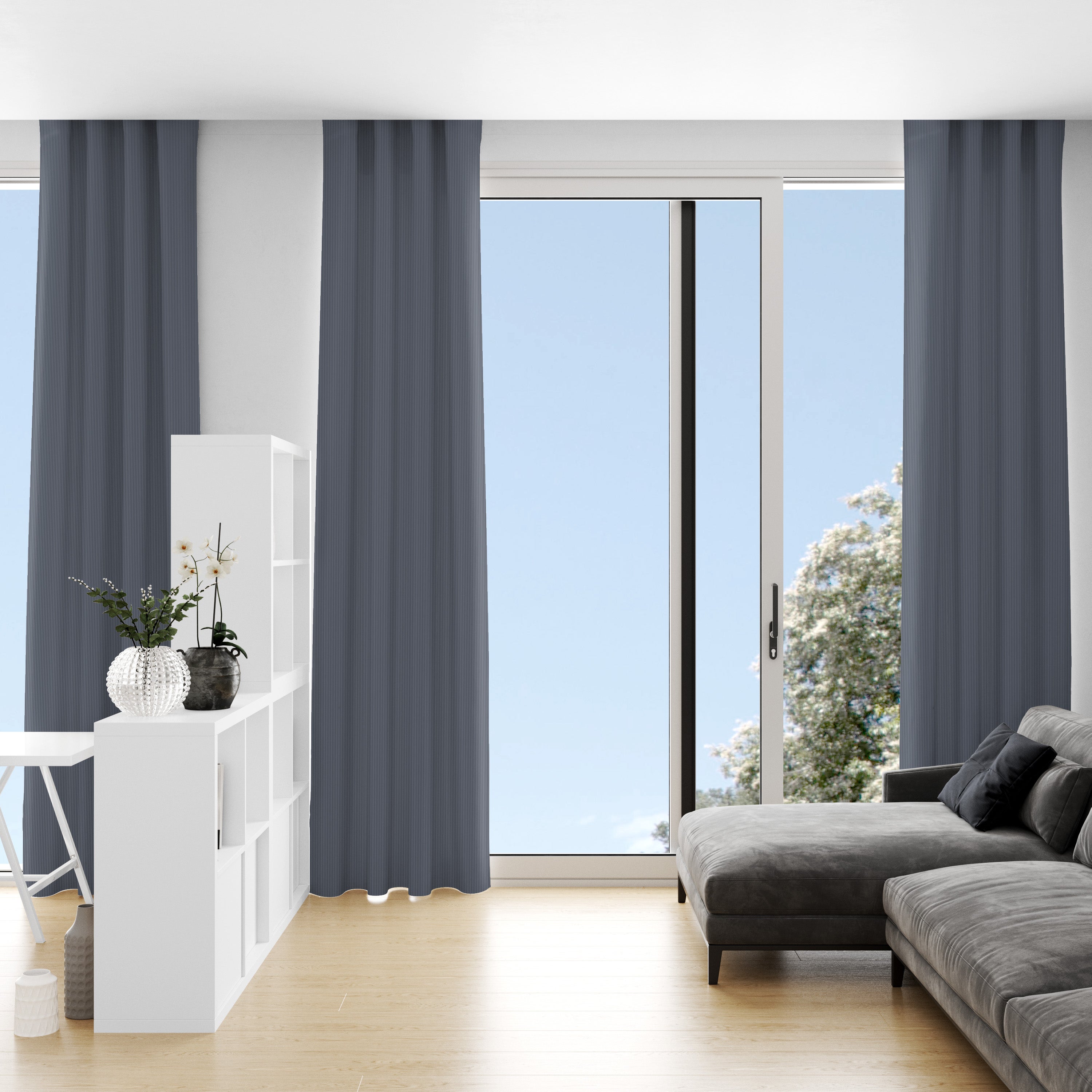 Zasłona Isabel 140 x 300 cm niebieska na taśmie - 2