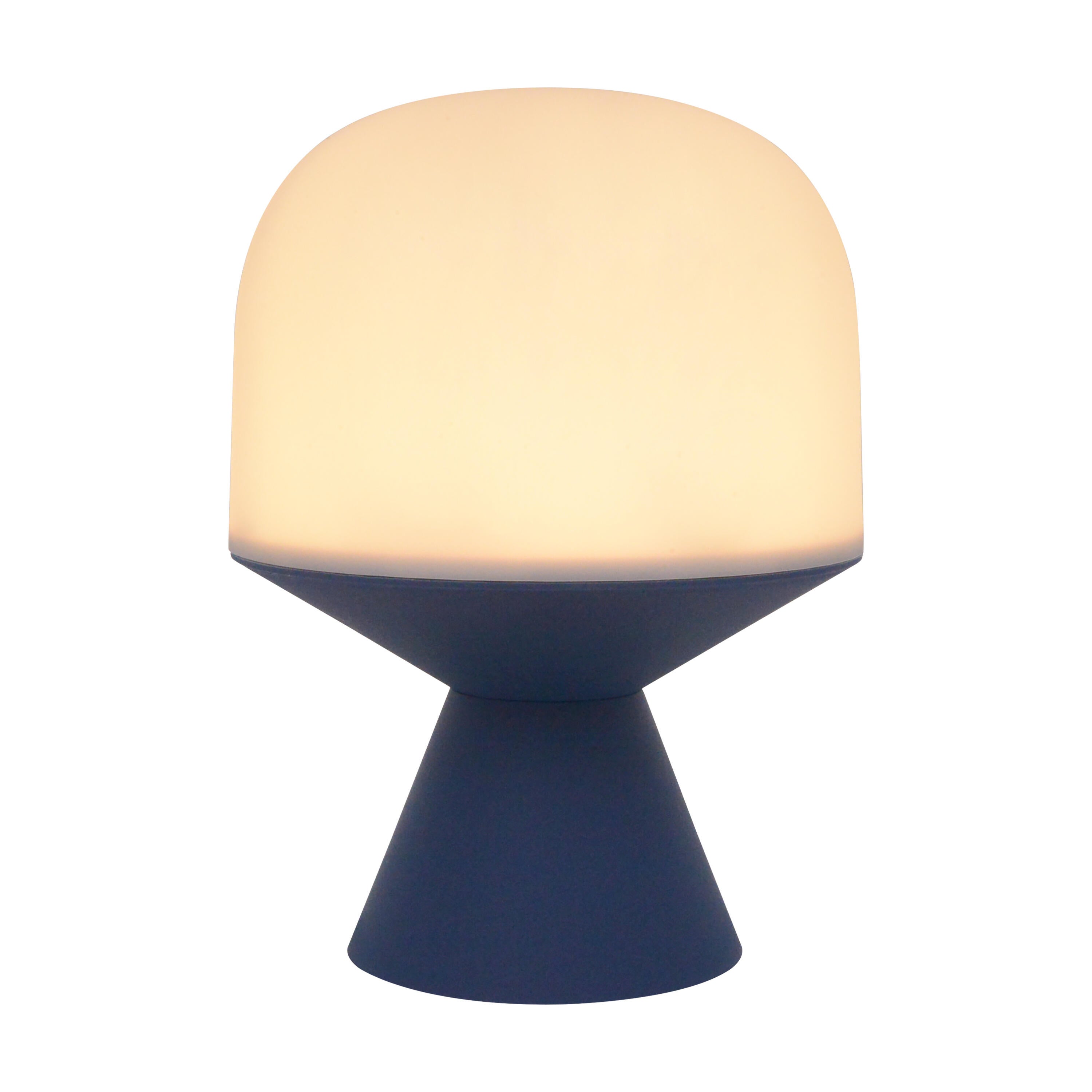 Lámpara de mesa compatible con casquillo E14 Tiga INSPIRE con estructura azul pantalla blanca alimentación a red - 4