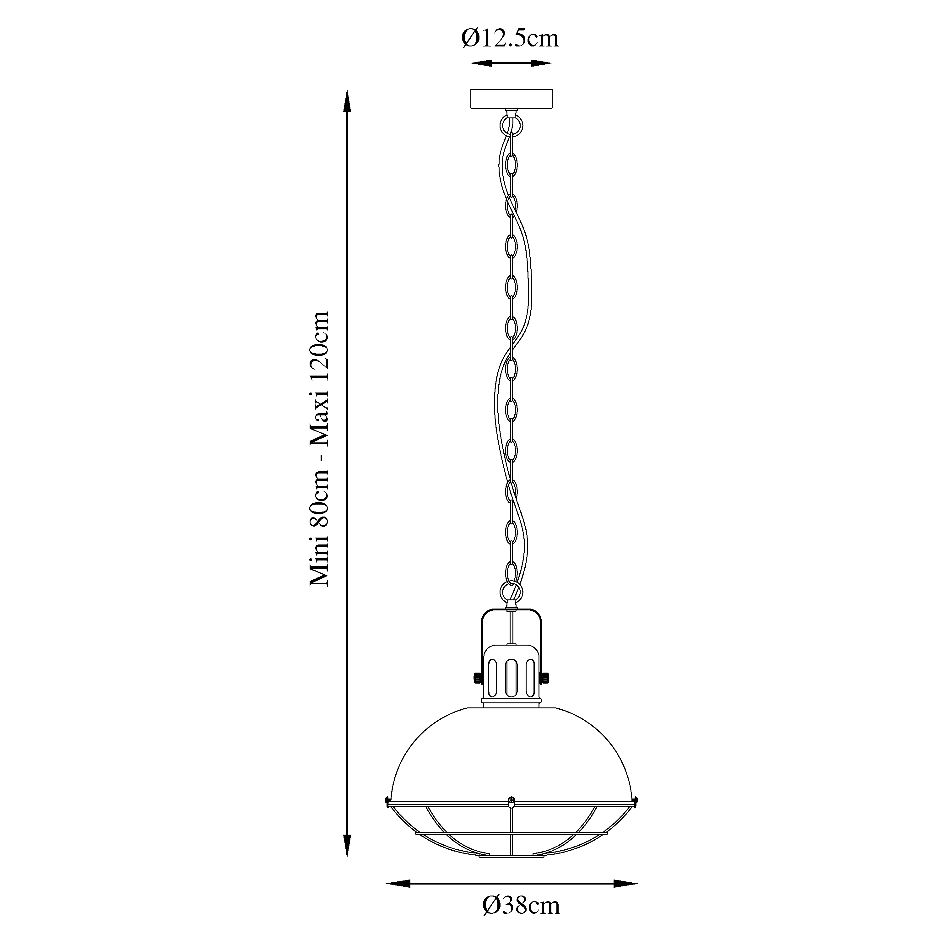 Suspension Powe fer, noir, Diam.120 cm INSPIRE, E27 - 10