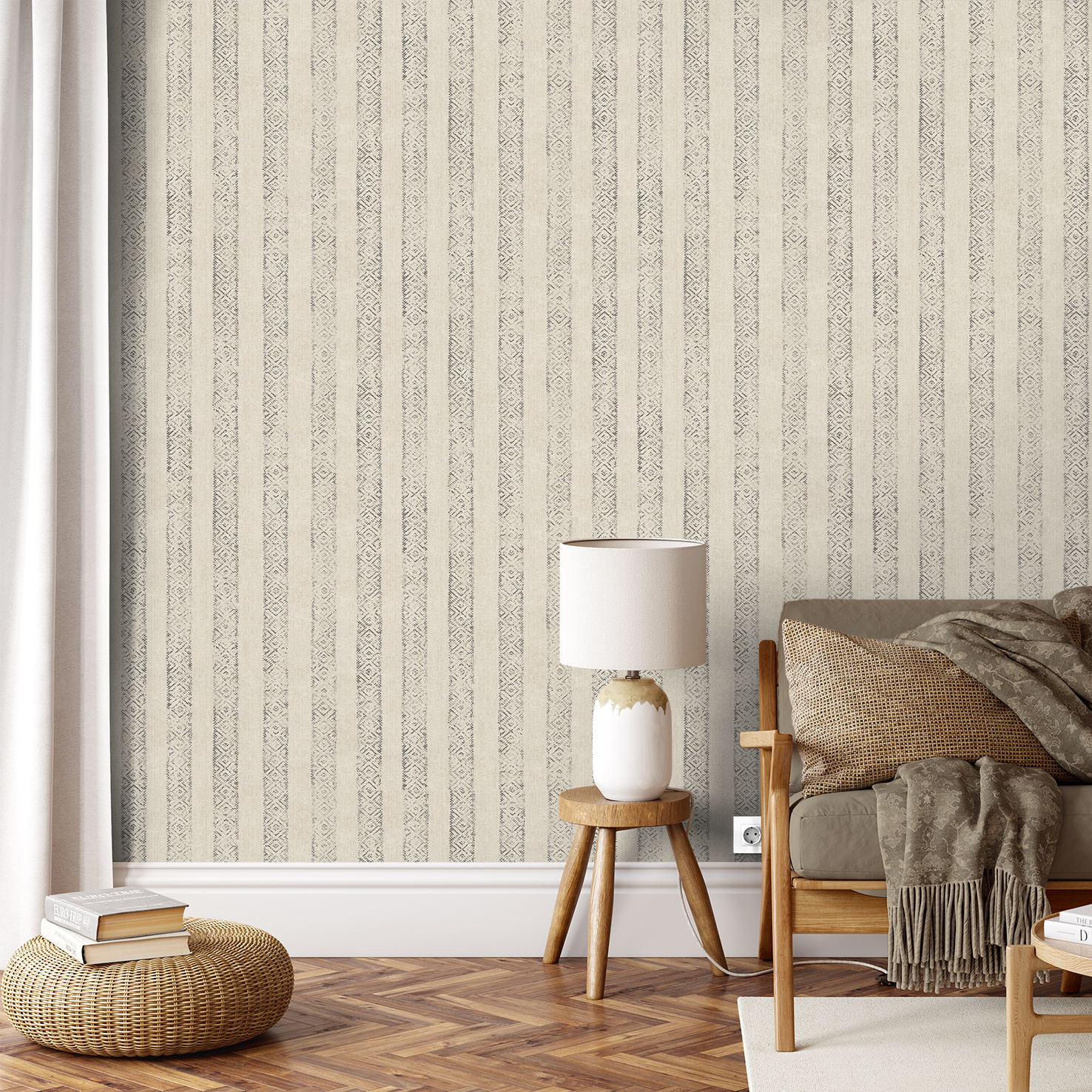 Papel pintado vinilo geométrico tariq beige inspire