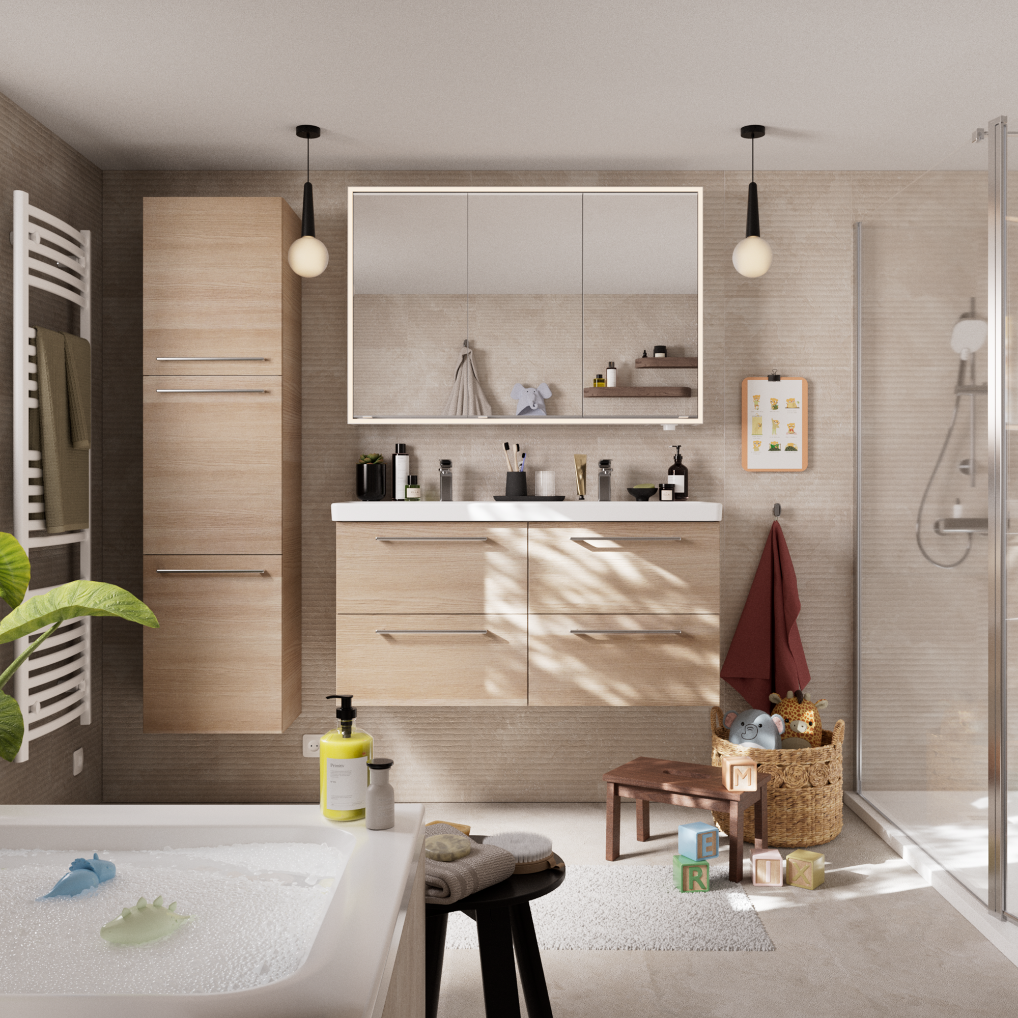 Armoire de toilette lumineuse led 3p H.80 x l.120 x P.16.9 cm chromé Remix - 3