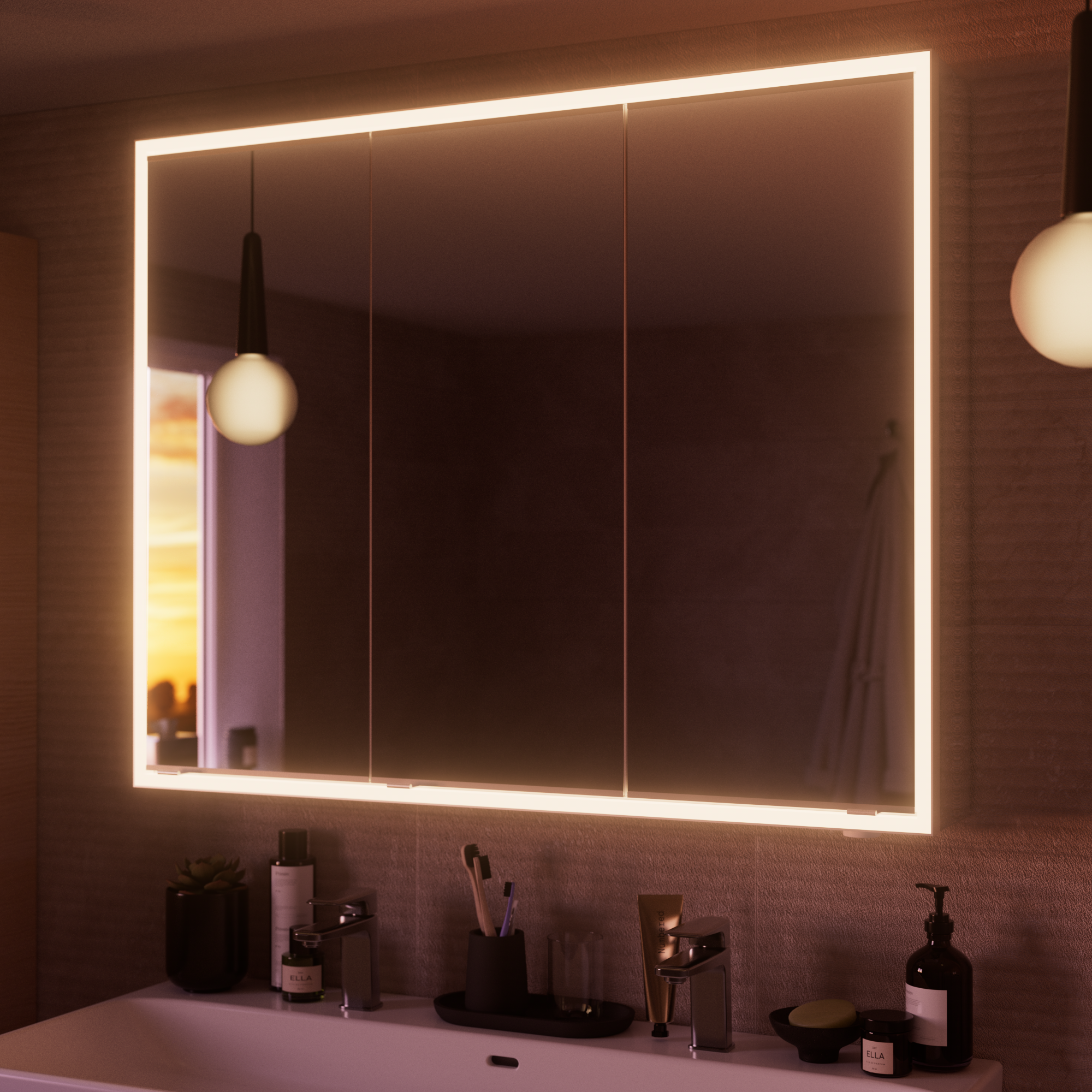 Armario de baño con luz remix 100x80x16.9 cm