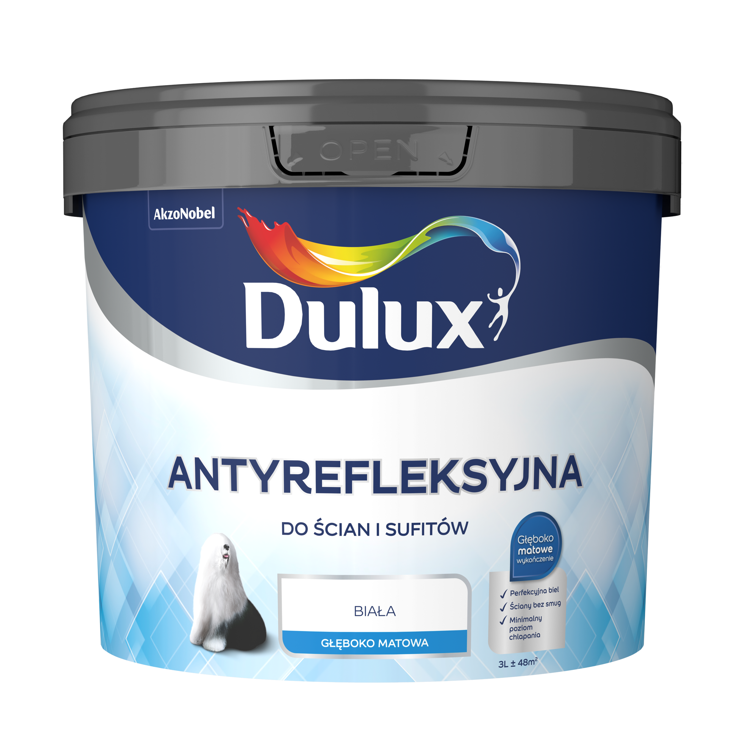Farba Dulux antyrefleksyjna biała 3 l
