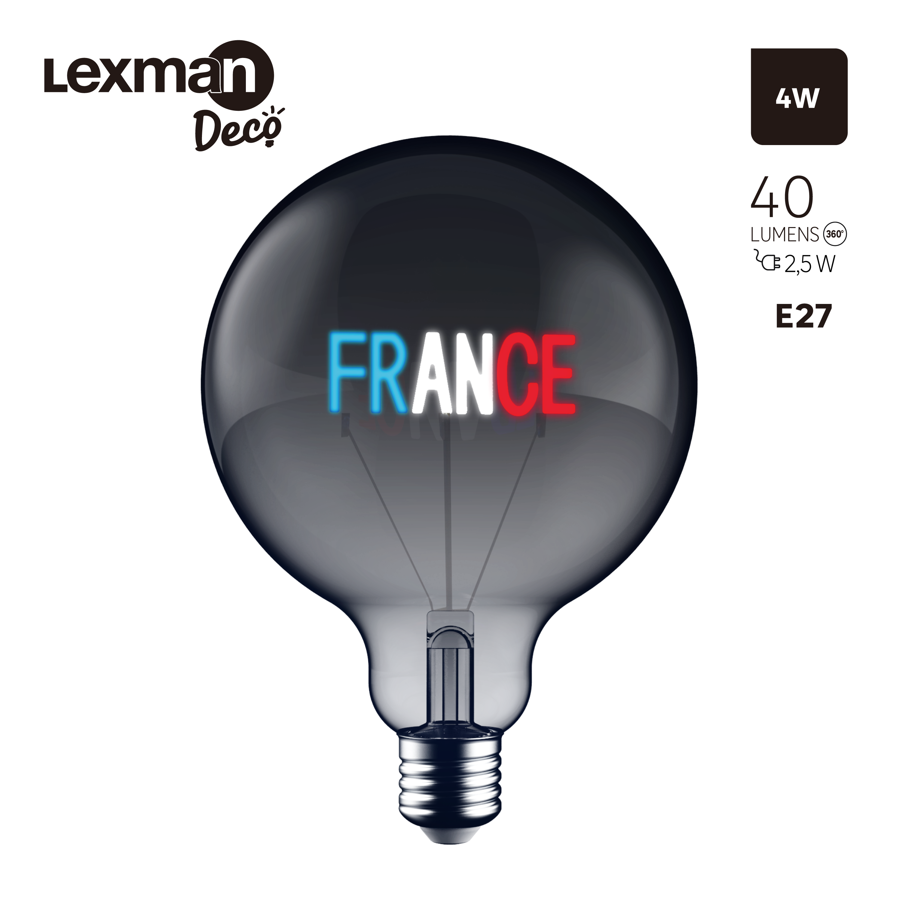 Ampoule led décorative E27, 40lm, drapeau français, LEXMAN - 3