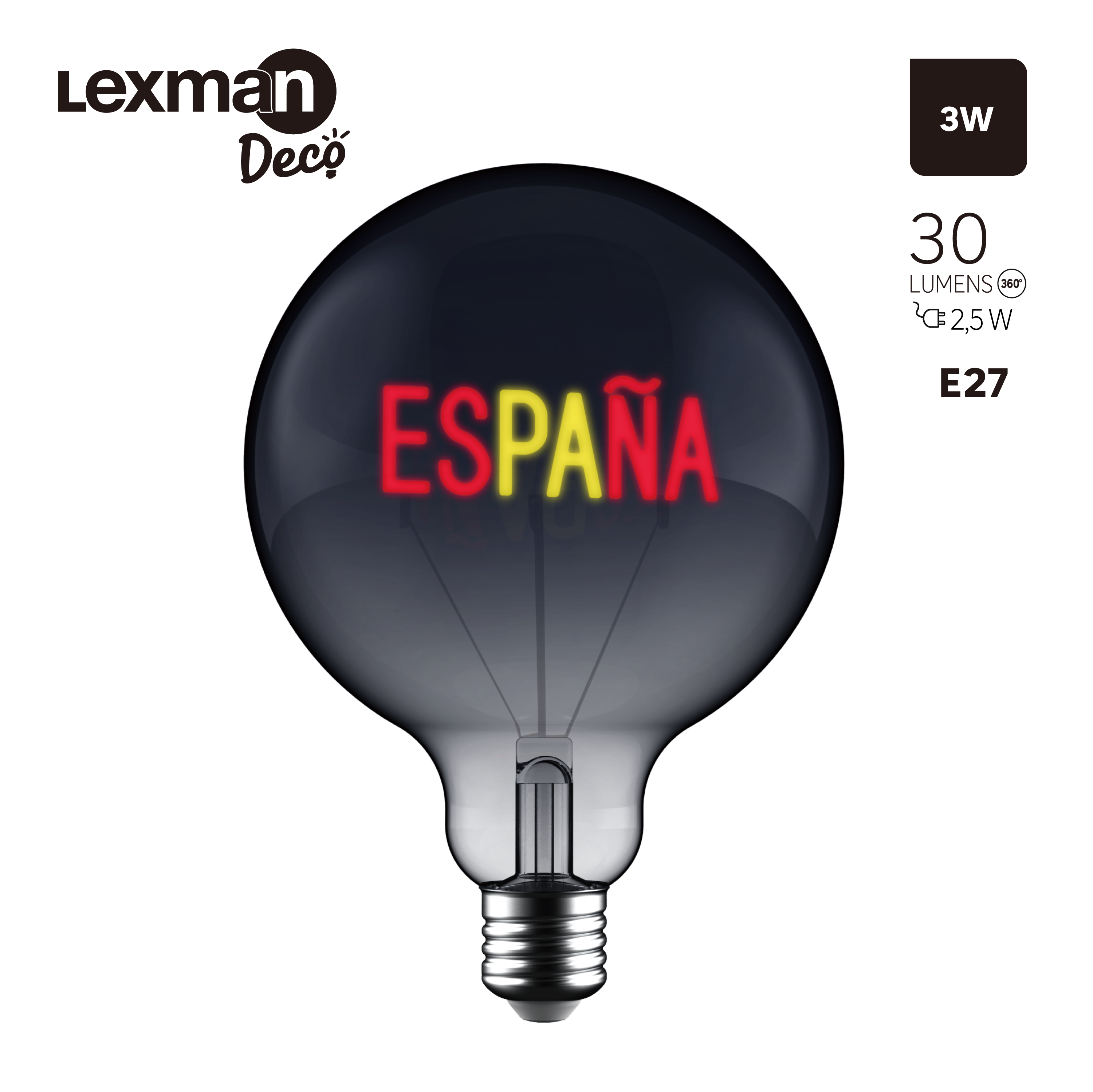 Bombilla decorativa LED filamento E27 forma esférica 30 lúmenes 2.5W - 2