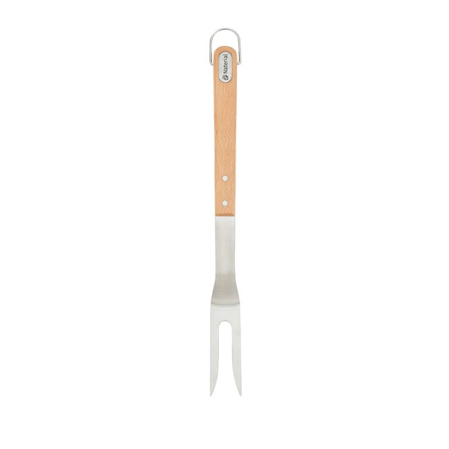 Maestro Set Utensili Barbecue In Acciaio Inox | 4 Pezzi Con Grembiule Portautensili, Manici In Legno, Pinze, Spatola E Coltello, 25x12x10 Cm