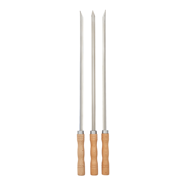 Conjunto de 3 espetos para churrasco em aço inoxidável 50 cm Naterial