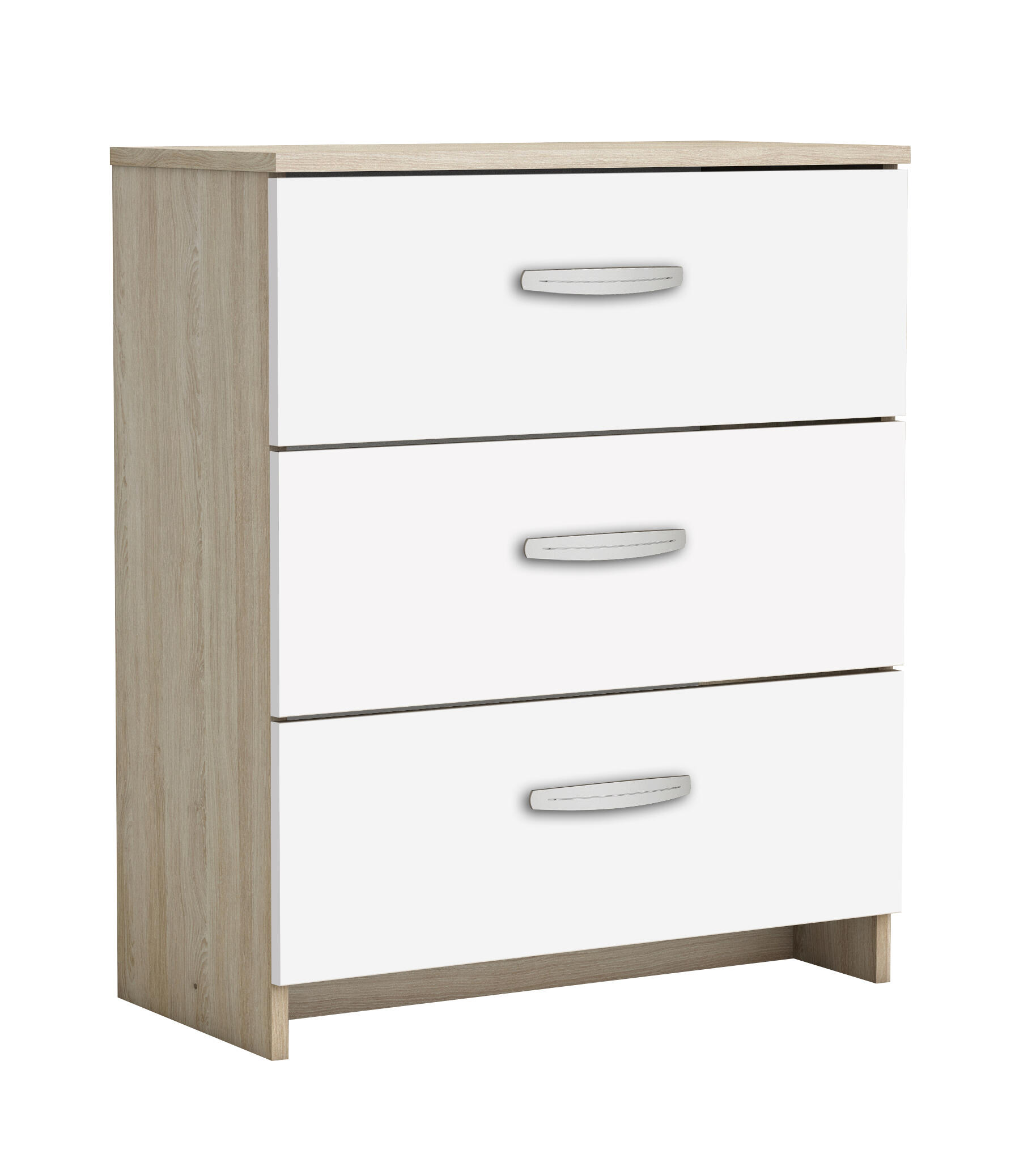 Cómoda nano 3 cajones 60.5x71.7x29.4cm blanco/roble