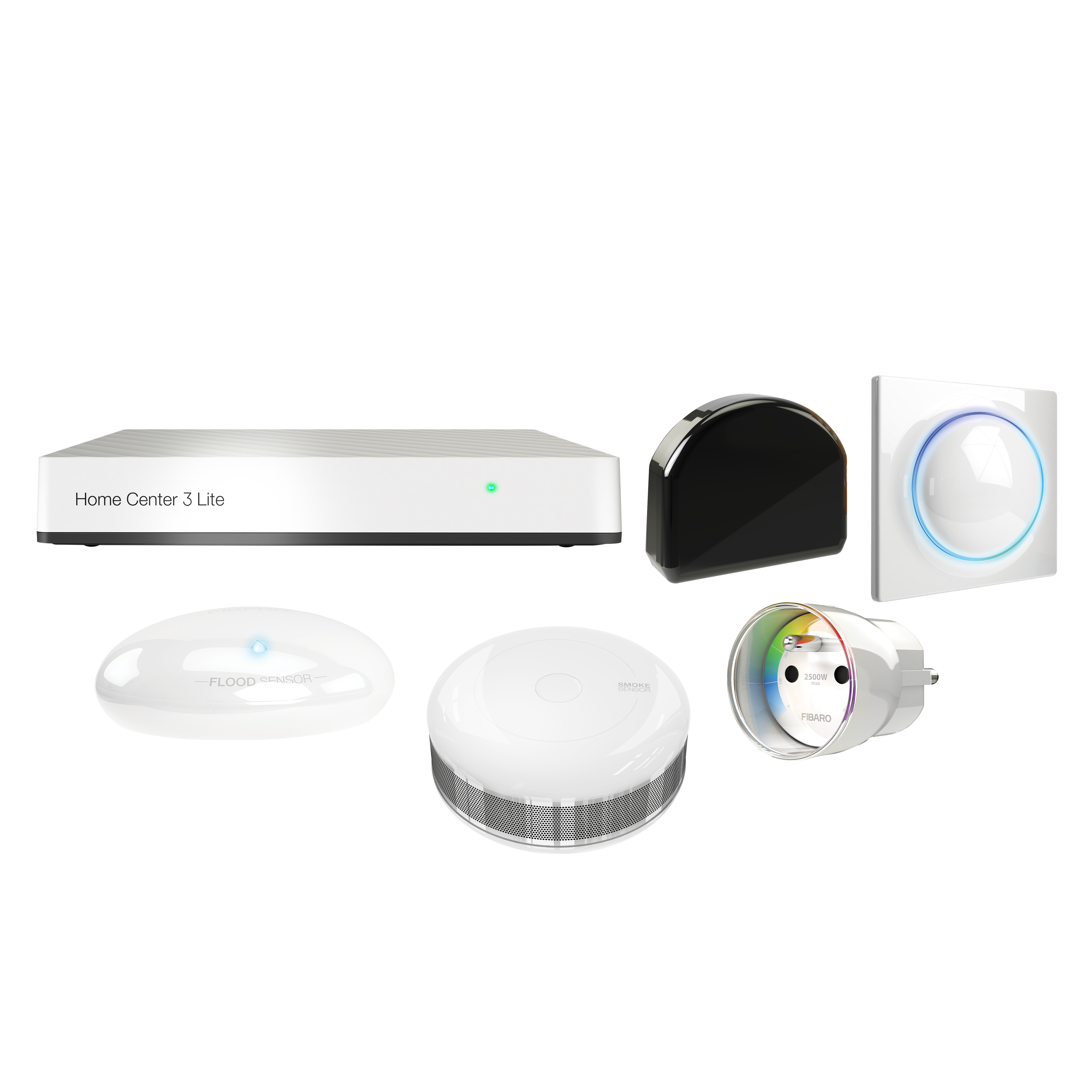 Zestaw startowy kuchnia Premium HomeCenter 3 Lite + kontroler Walli + kontroler RGBW + czujnik zalania + gniazdko + czujnik dymu FIBARO