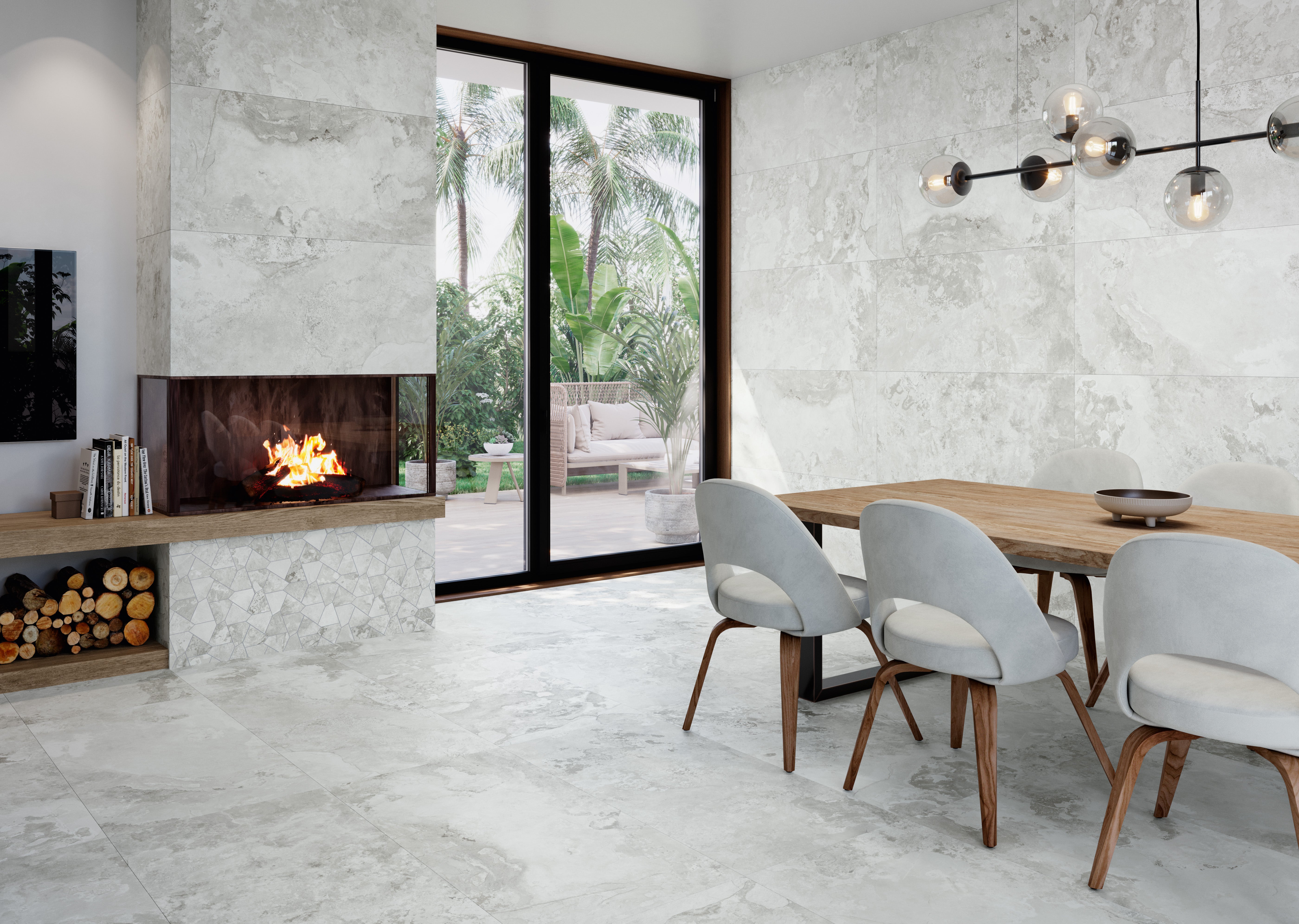 Suelo/Azulejo porcelánico Yukatan efecto piedra blanco 60x120 cm C1 ...