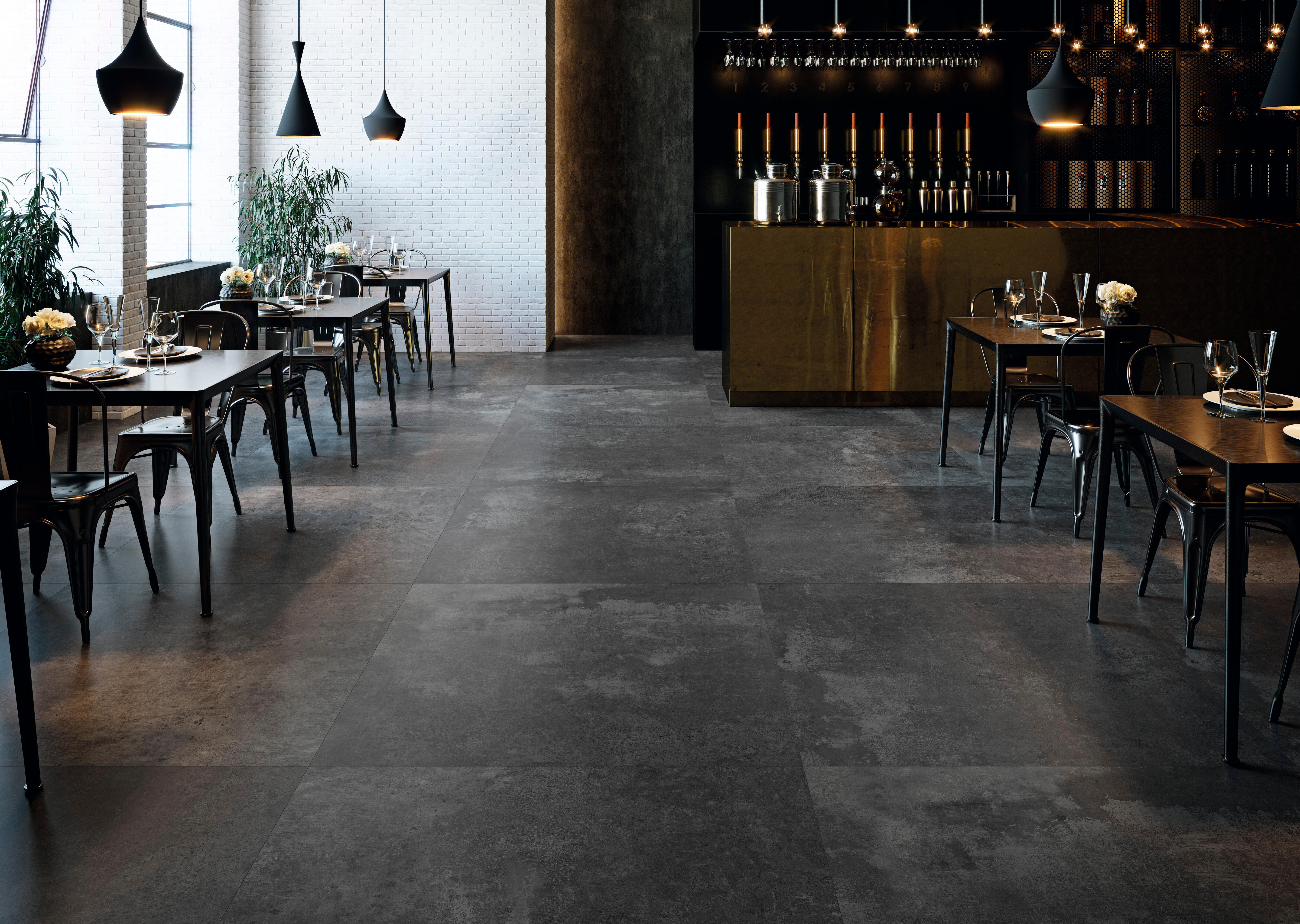 Suelo porcelánico moma efecto piedra antracita 60x120 cm c1 grespania