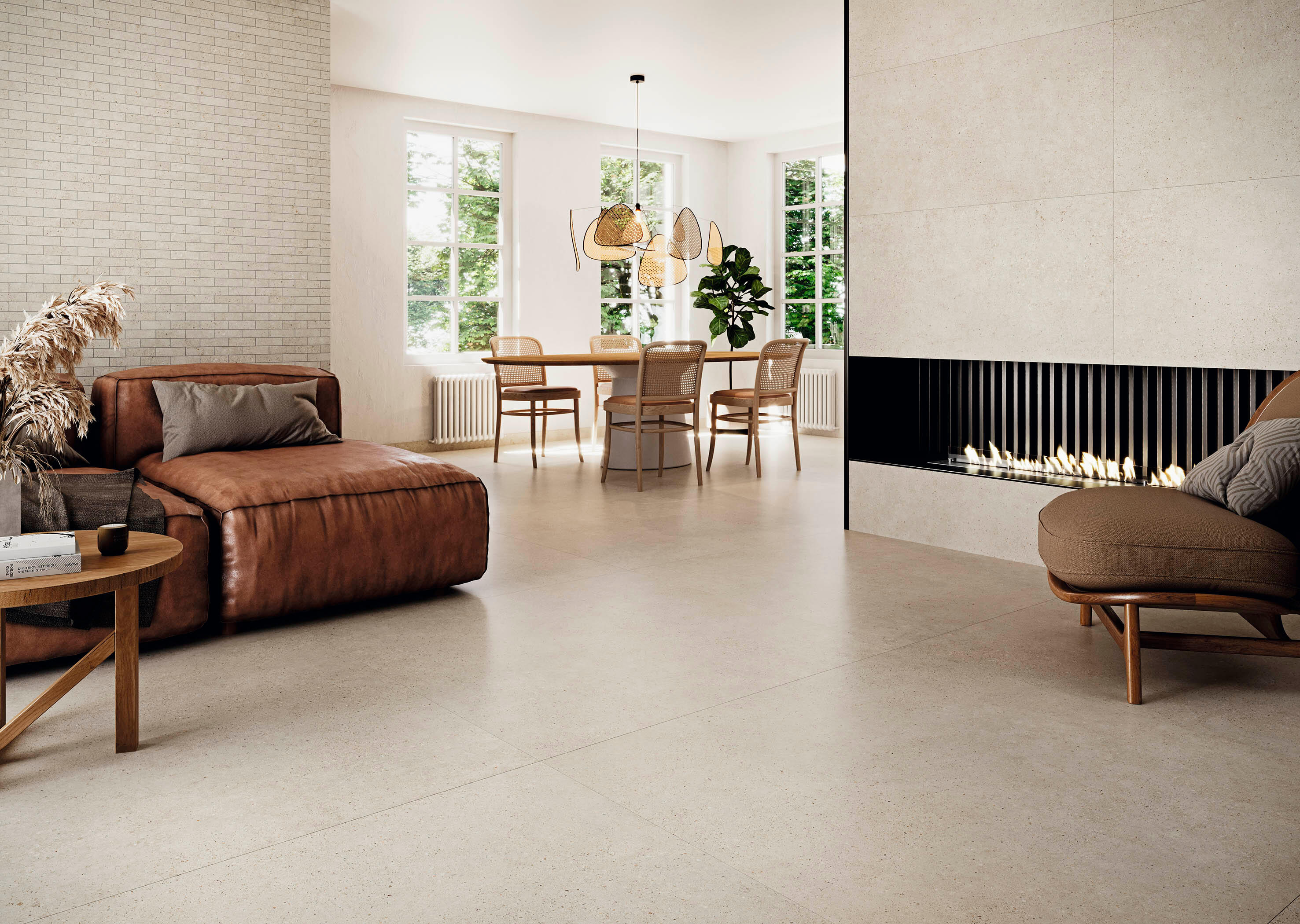 Suelo porcelánico pangea efecto piedra arena 60x120 cm c1 grespania