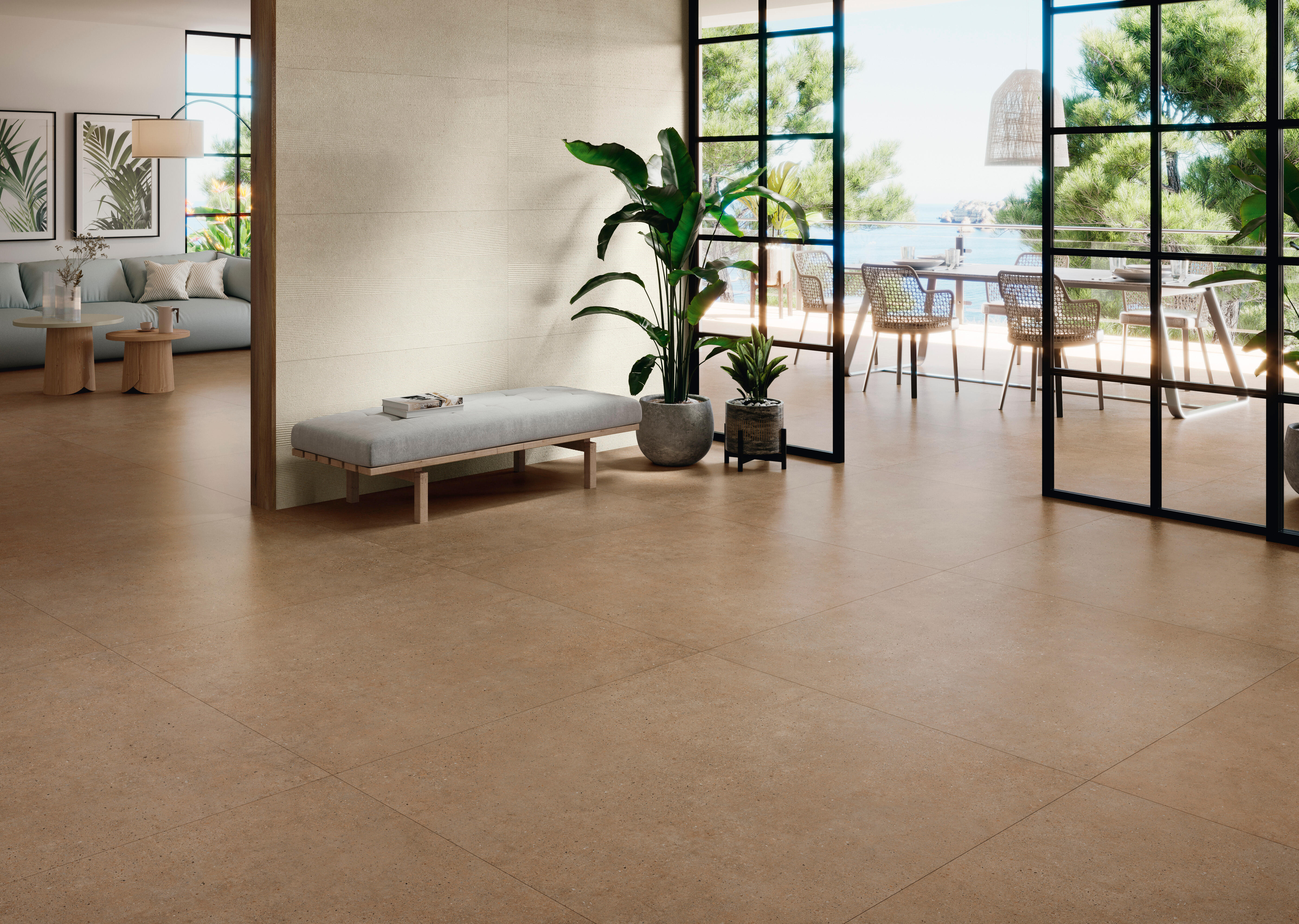 Suelo porcelánico pangea efecto piedra tierra 60x120 cm c1 grespania