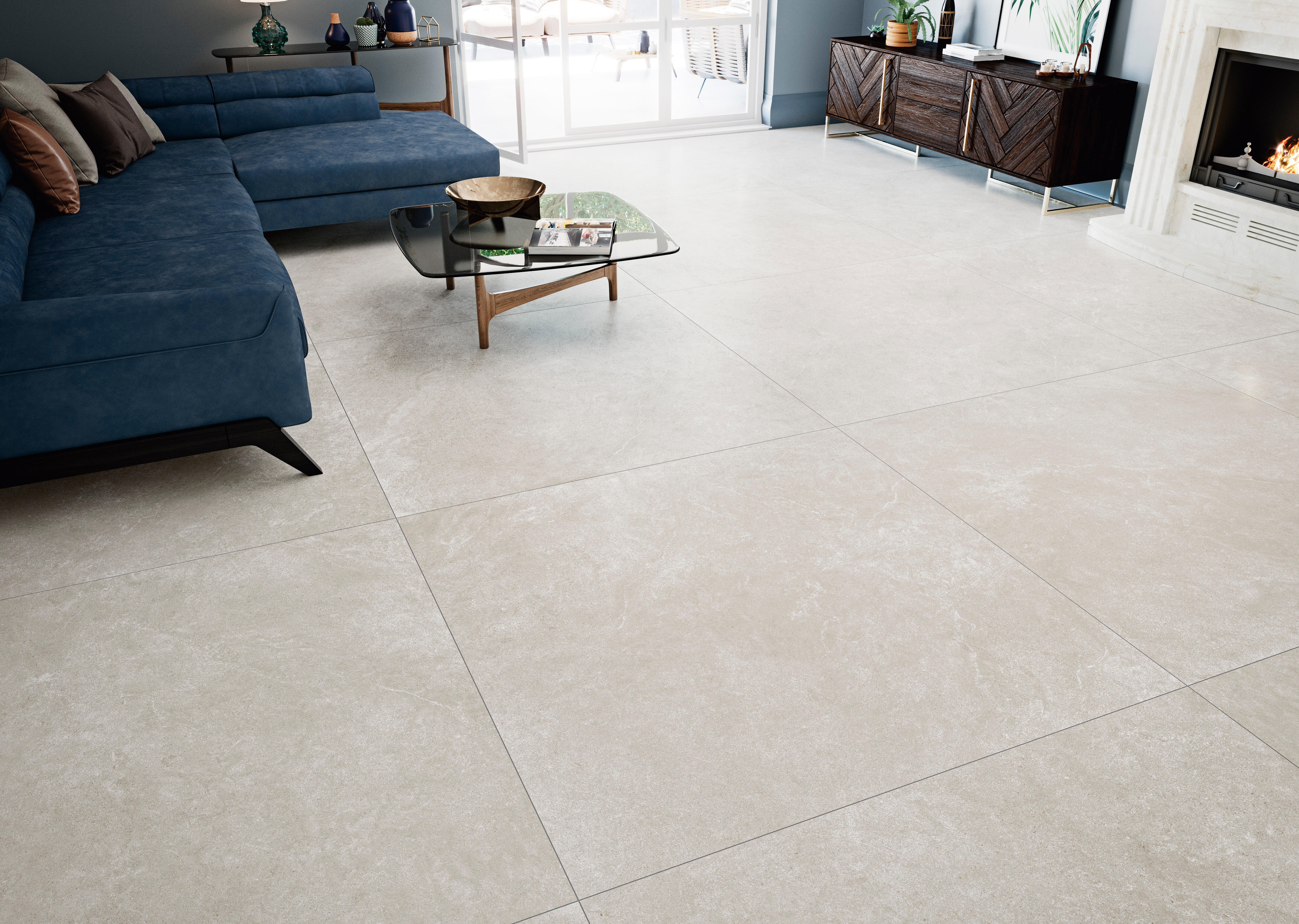 Suelo porcelánico arles efecto piedra blanco 60x120 cm c1 grespania