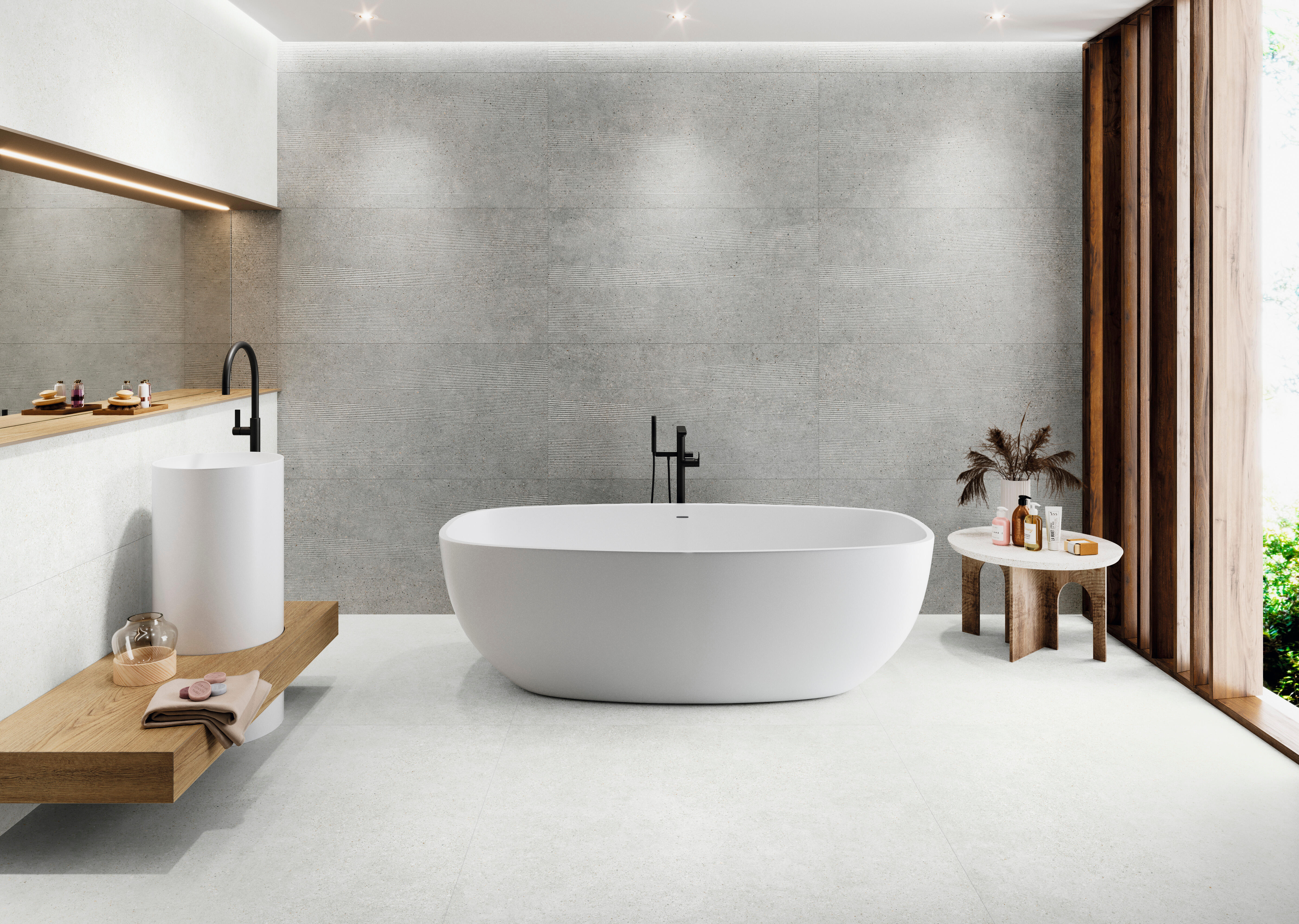 Suelo porcelánico pangea efecto piedra blanco 60x120 cm c1 grespania