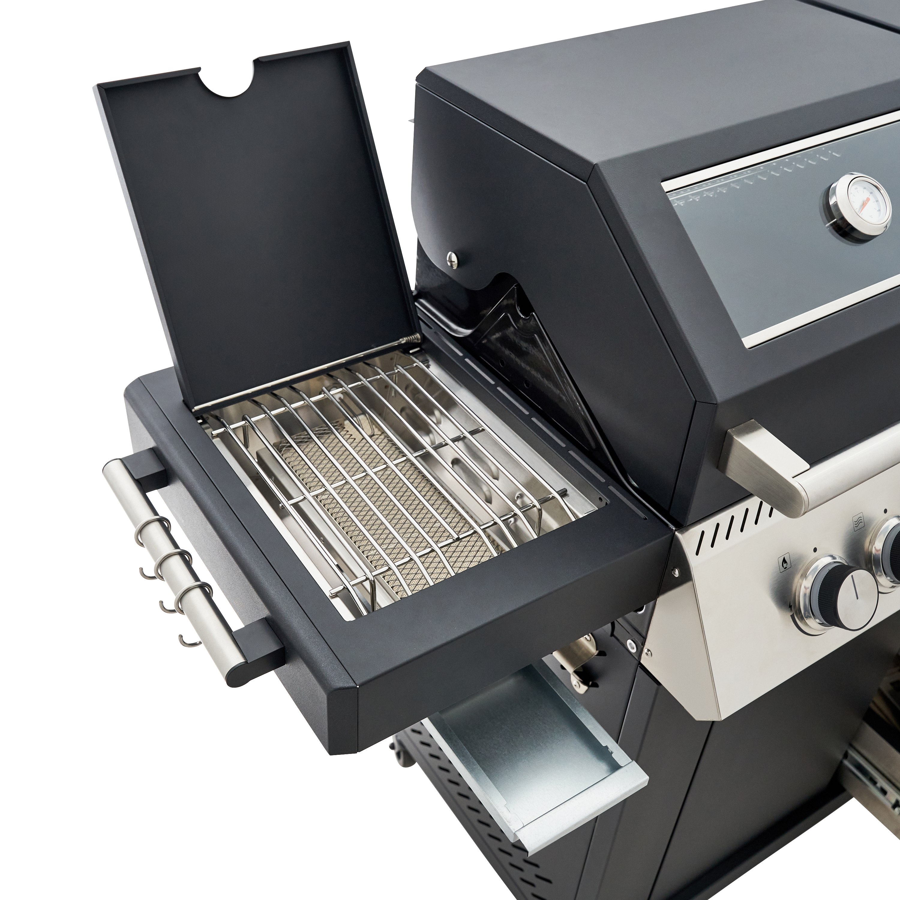 Barbecue a gás premium inox com 6+2 queimadores preto Naterial Upsilon - 8