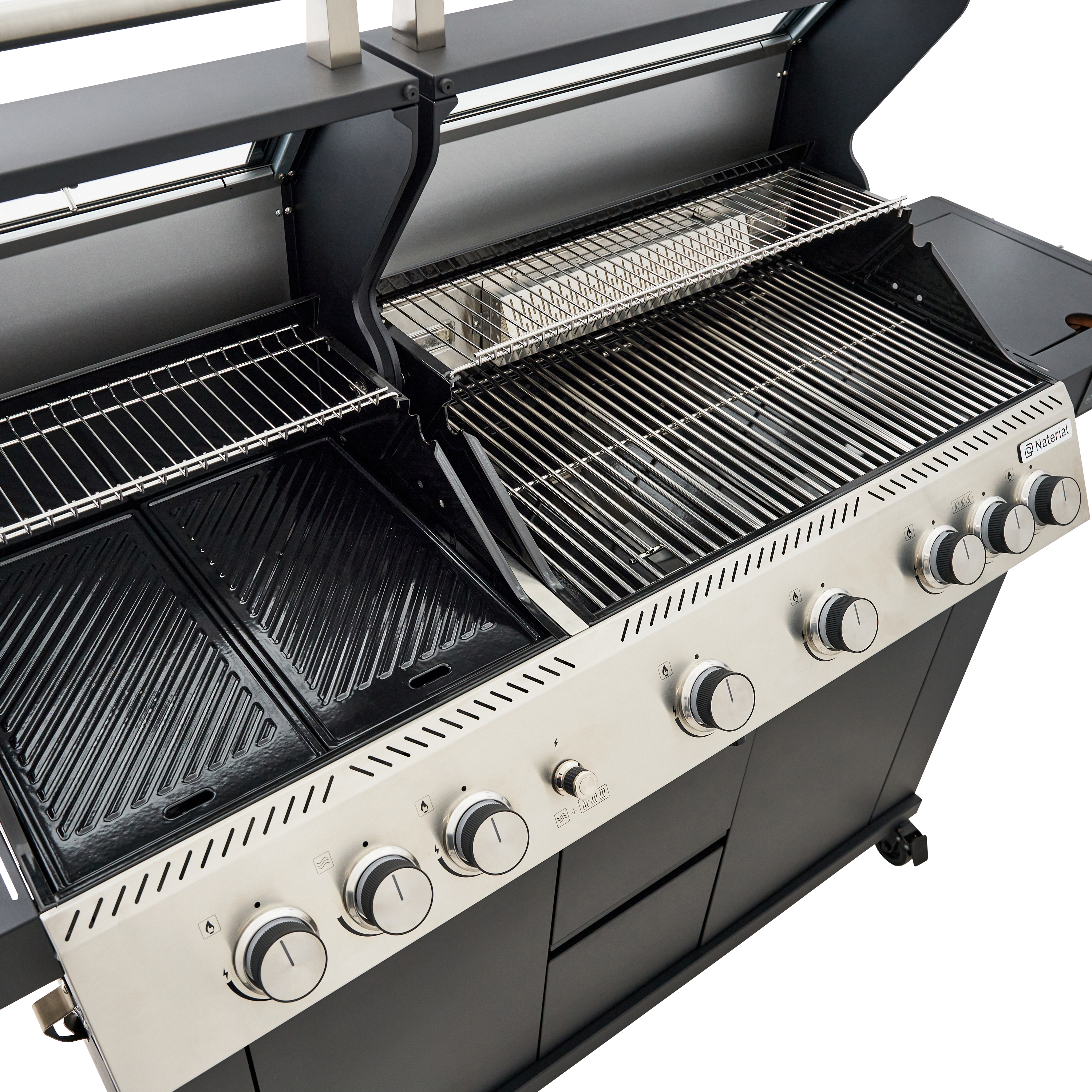 Barbecue a gás premium inox com 6+2 queimadores preto Naterial Upsilon - 10