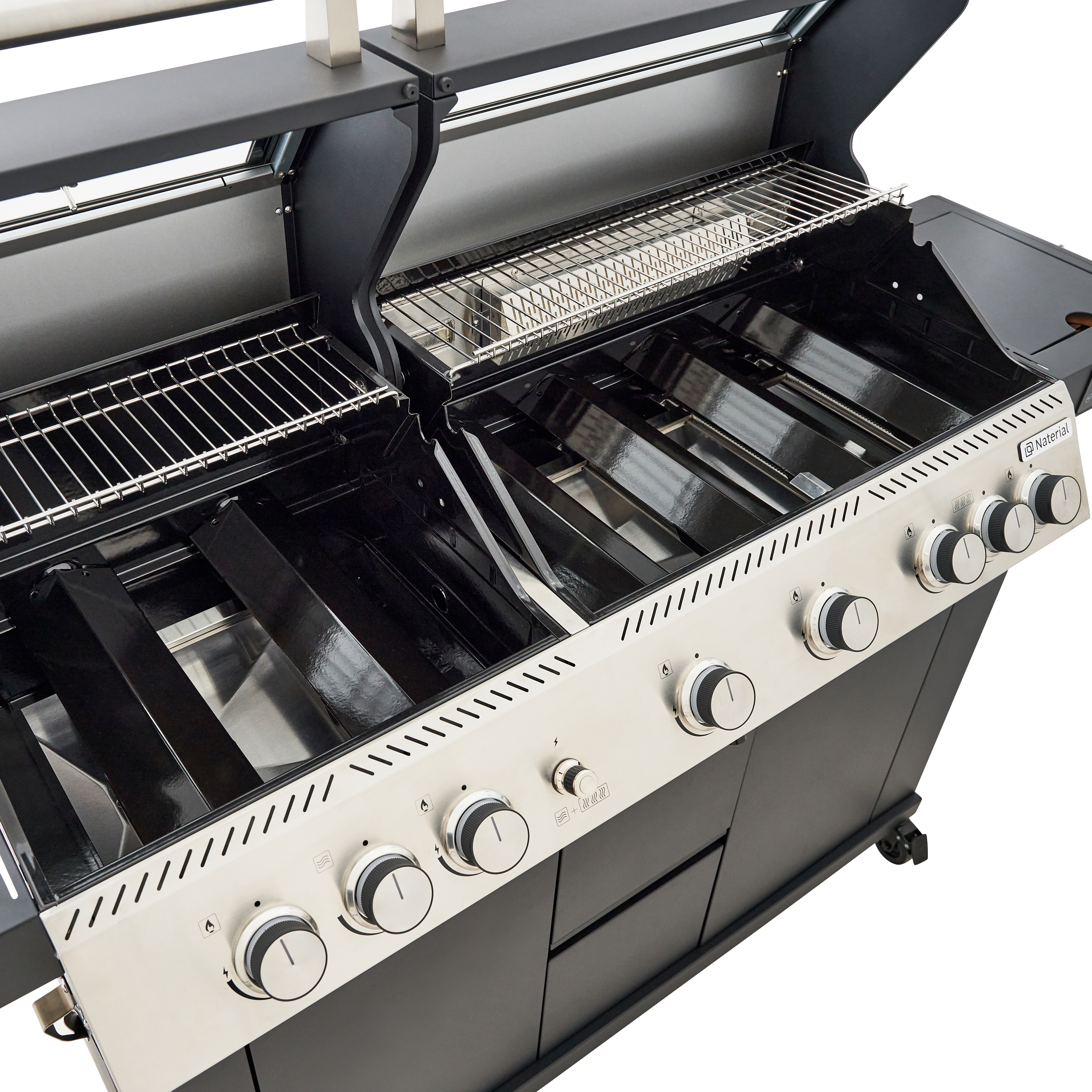 Barbecue a gás premium inox com 6+2 queimadores preto Naterial Upsilon - 20