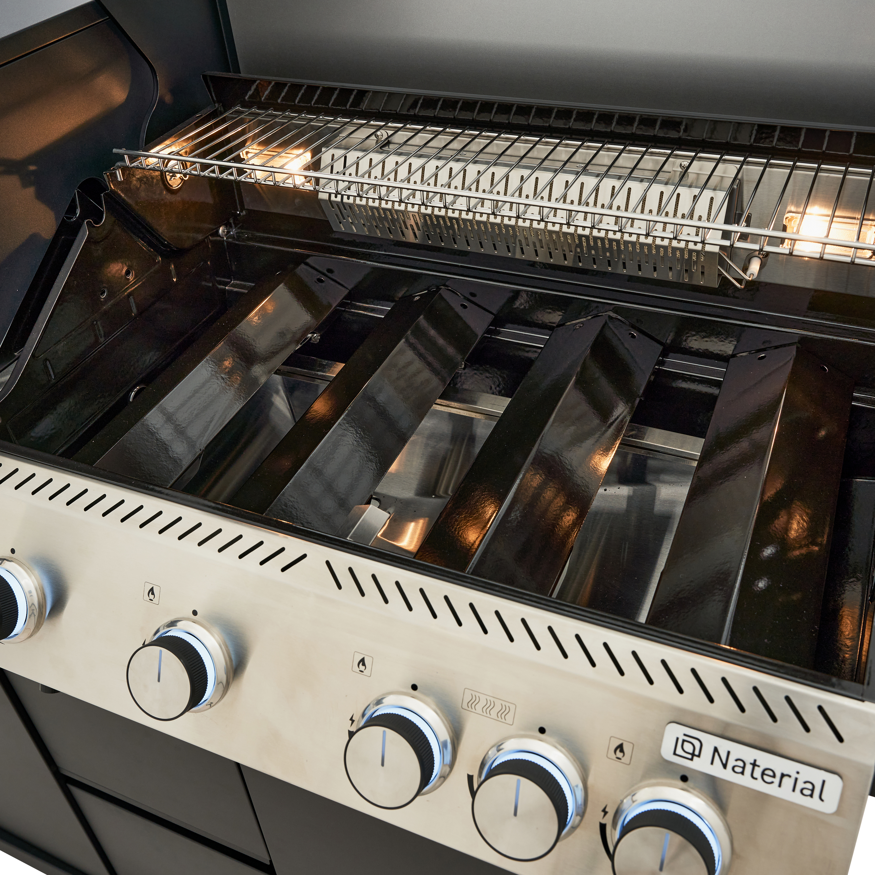 Barbecue a gás premium inox com 6+2 queimadores preto Naterial Upsilon - 23