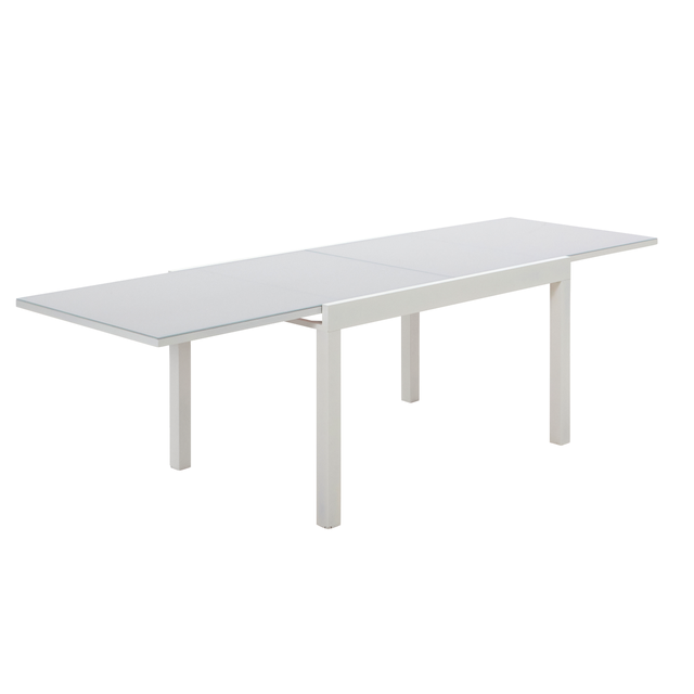 Tavolo allungabile da esterno rettangolare in alluminio e vetro bianco 10 posti L da 135 a 270x90cm, Lyra II NATERIAL