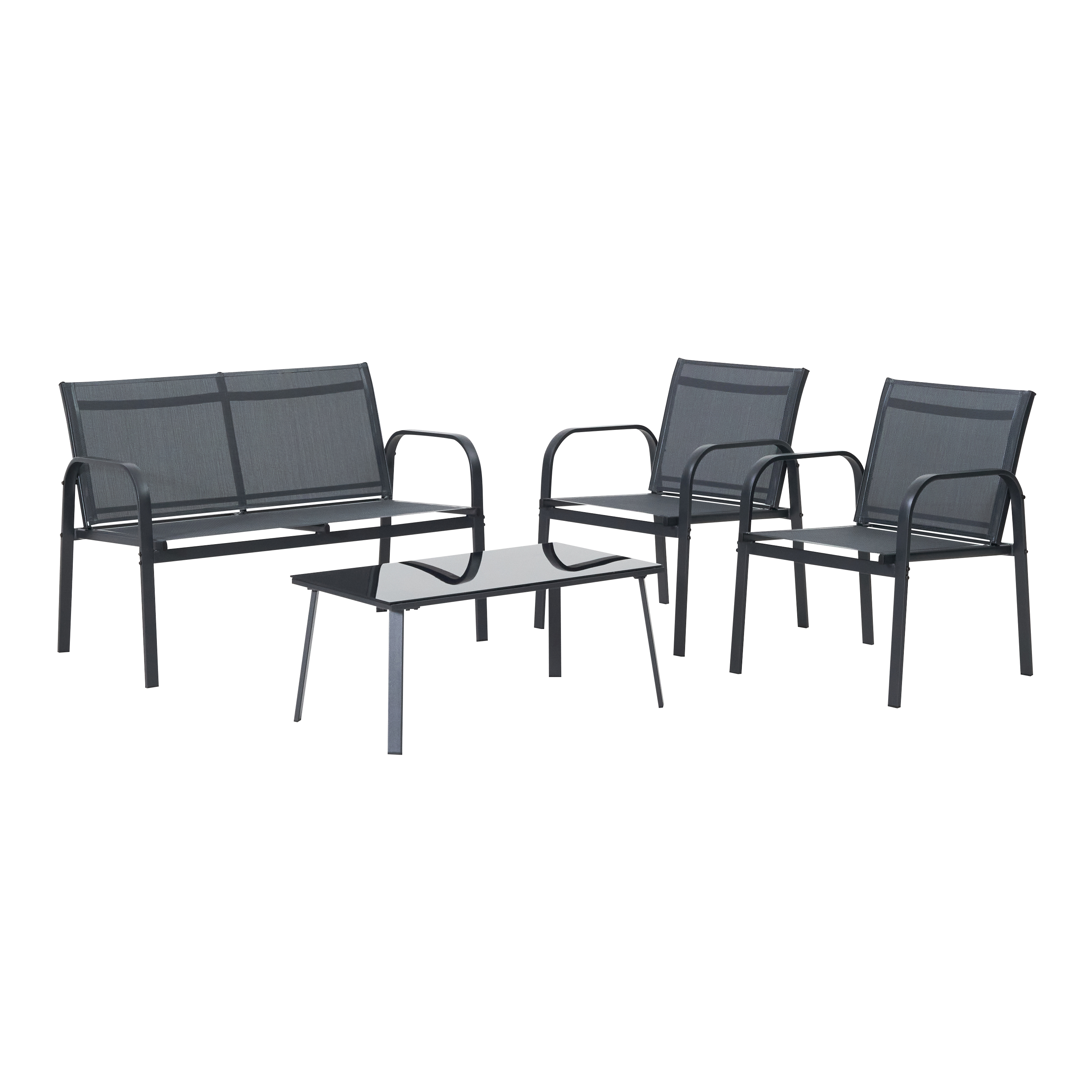 Salon de jardin 4 places en acier et textilène Beo - 2