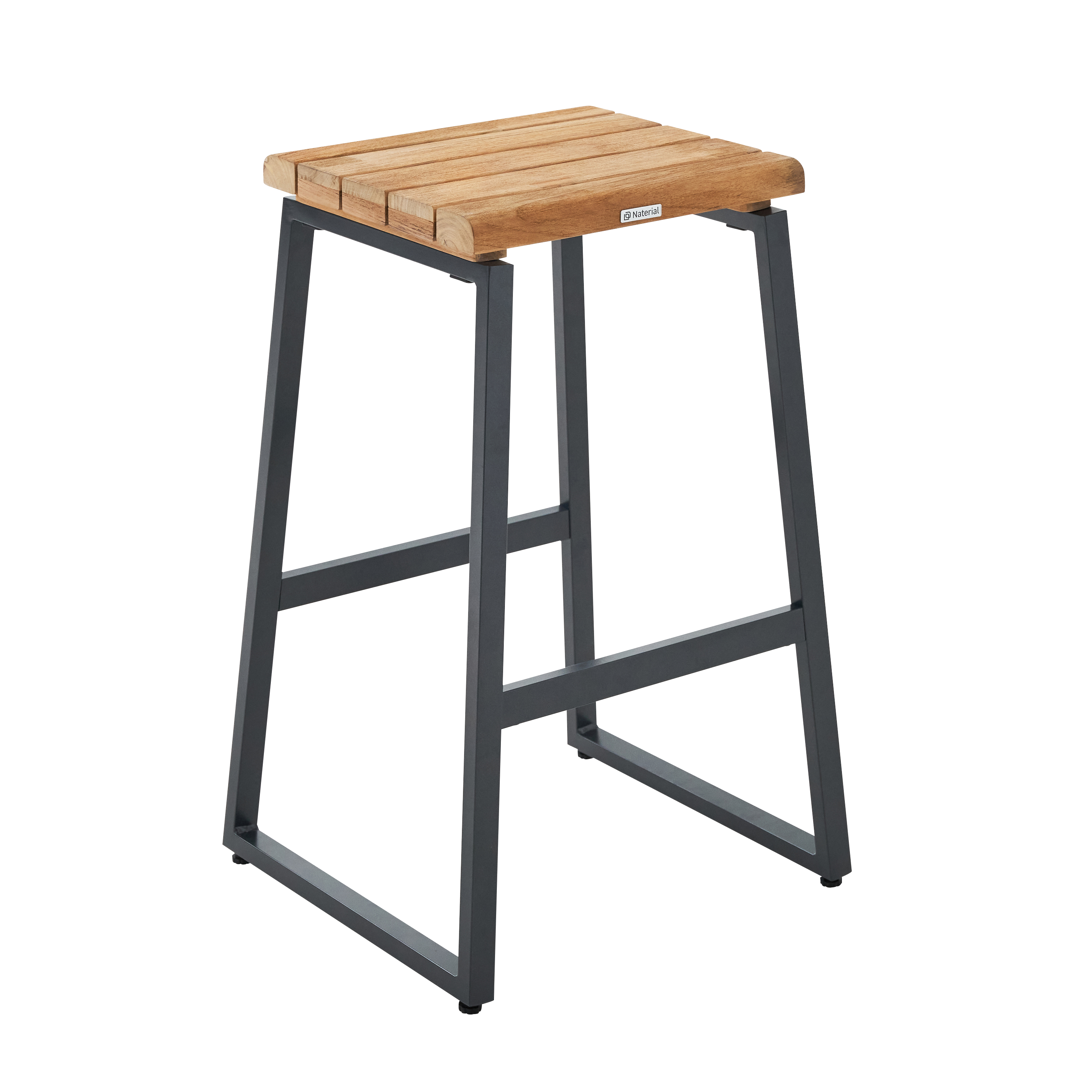 Sedia da giardino in alluminio antracite Sirokos NATERIAL, seduta in teak marrone - 9