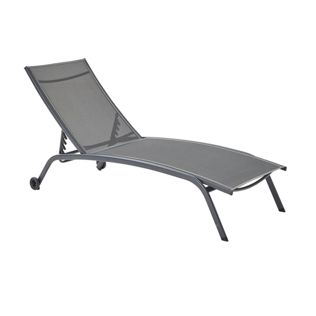 Leżak ogrodowy Rivera stalowy antracytowy z kółkami