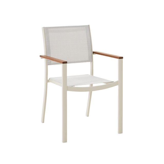 Fauteuil de jardin NATERIAL Oris en aluminium crème/bois d'eucalyptus