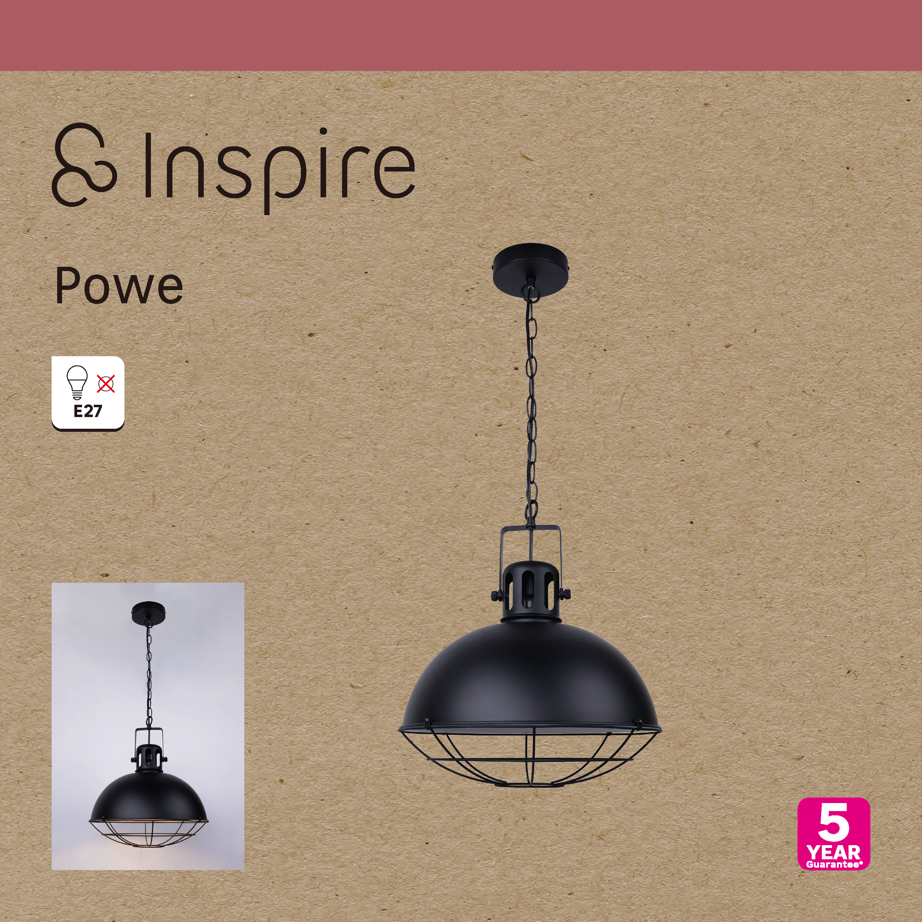Suspension Powe fer, noir, Diam.120 cm INSPIRE, E27 - 11