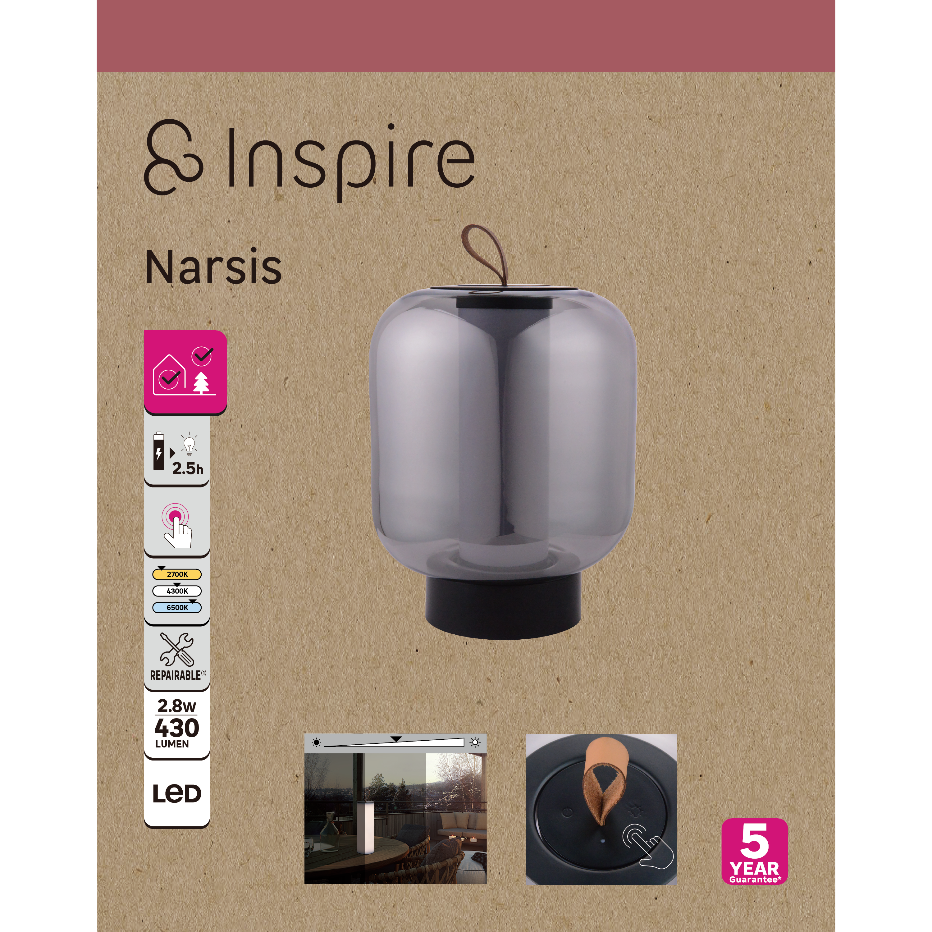 Lampa stołowa Narsis szkło LED Inspire - 17