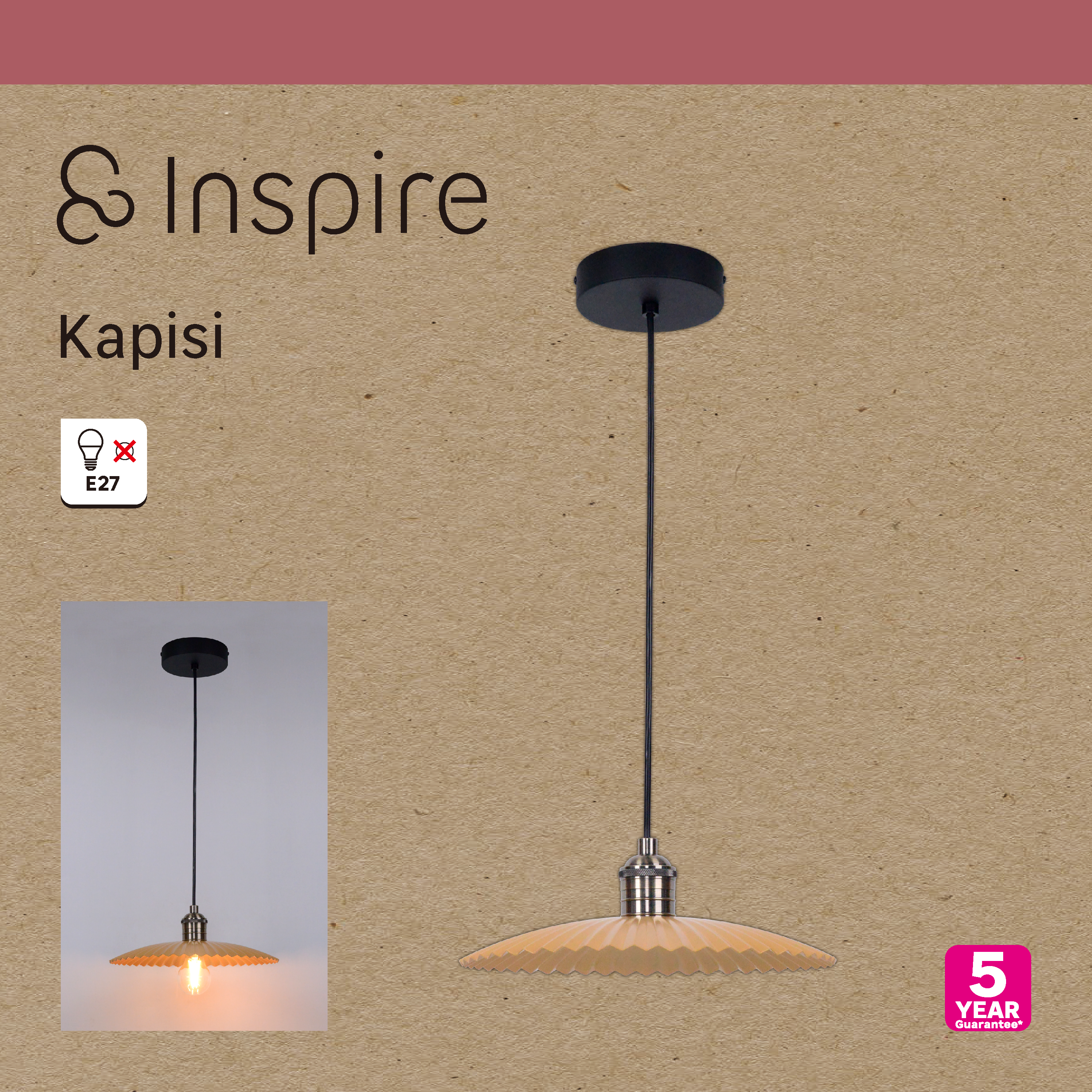 Suspension Kapisi fer, orange, Diam.30 cm INSPIRE, E27 - 10