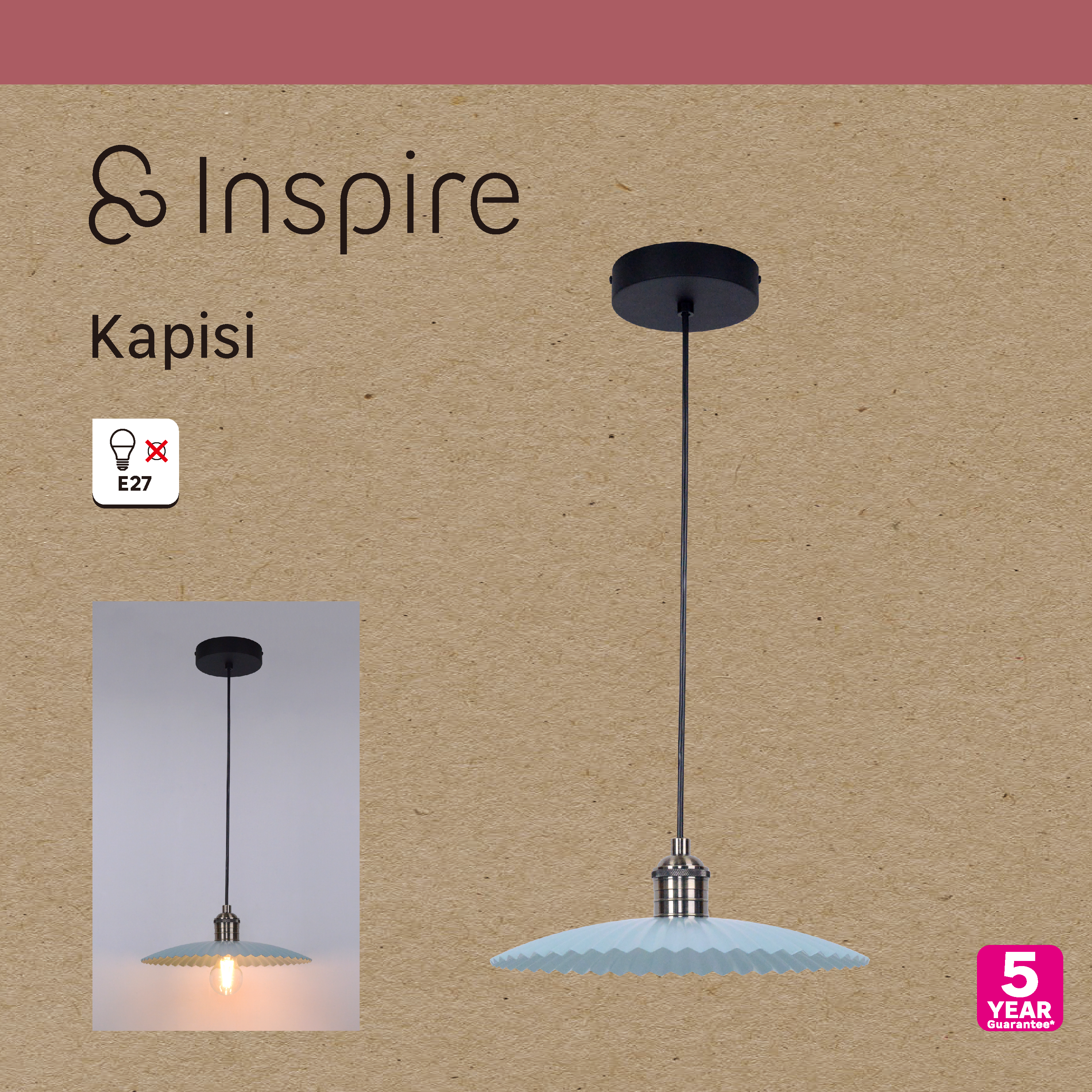 Suspension Kapisi fer, bleu, Diam.30 cm INSPIRE, E27 - 10