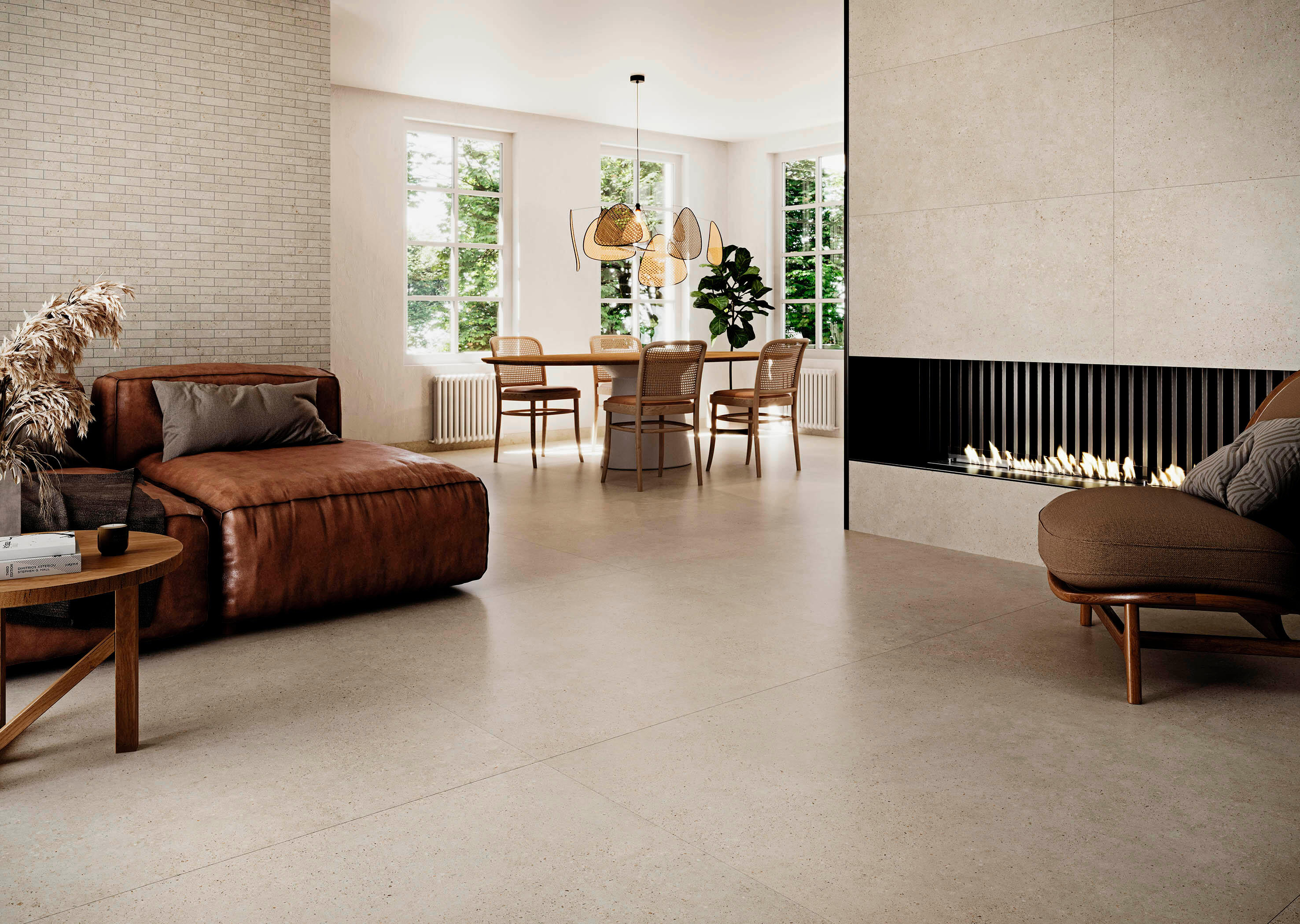 Suelo porcelánico pangea efecto piedra greige 60x120 cm c1 grespania