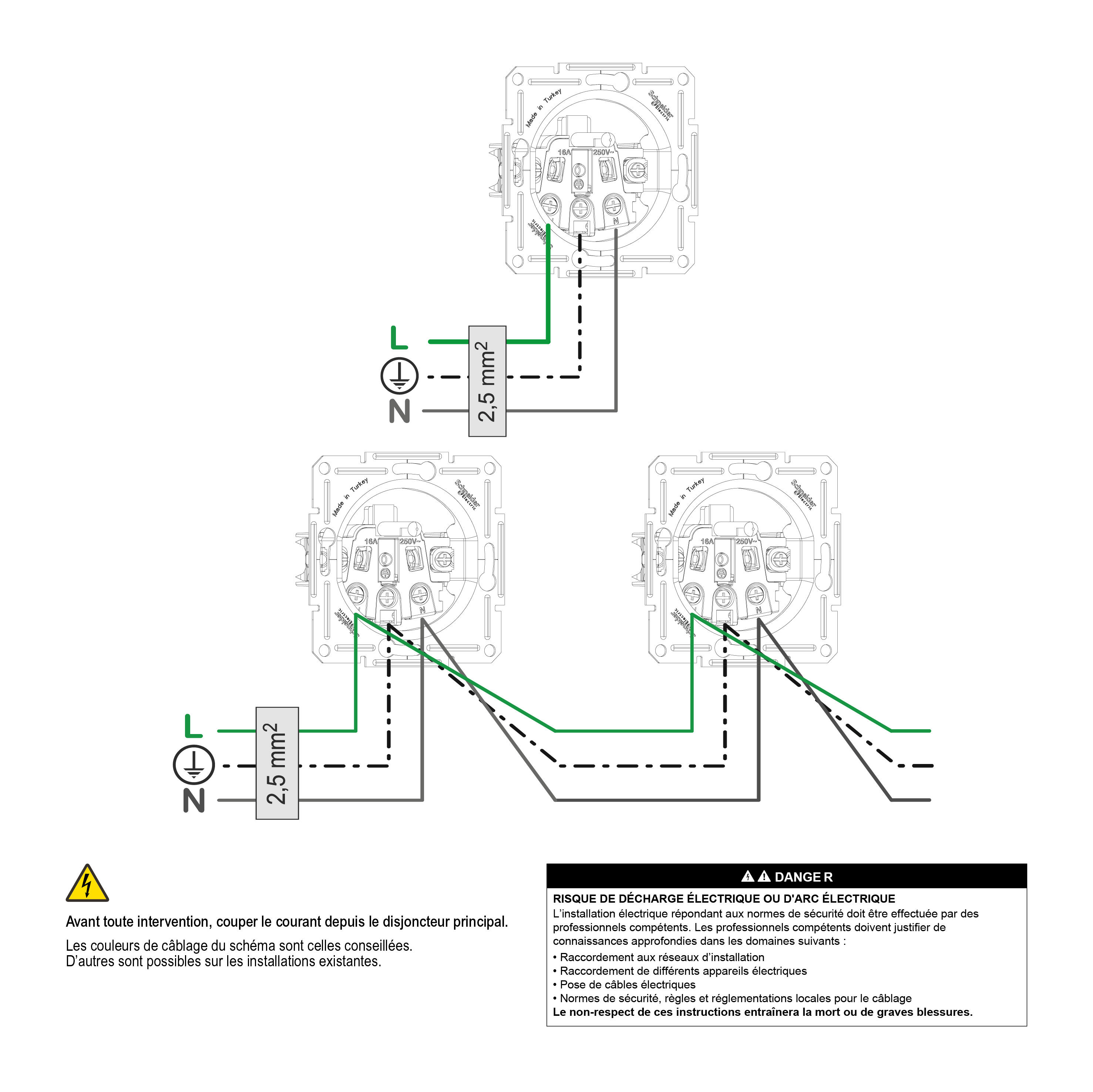Lot de 5 prises avec terre complet Miluz, SCHNEIDER ELECTRIC, blanc - 4