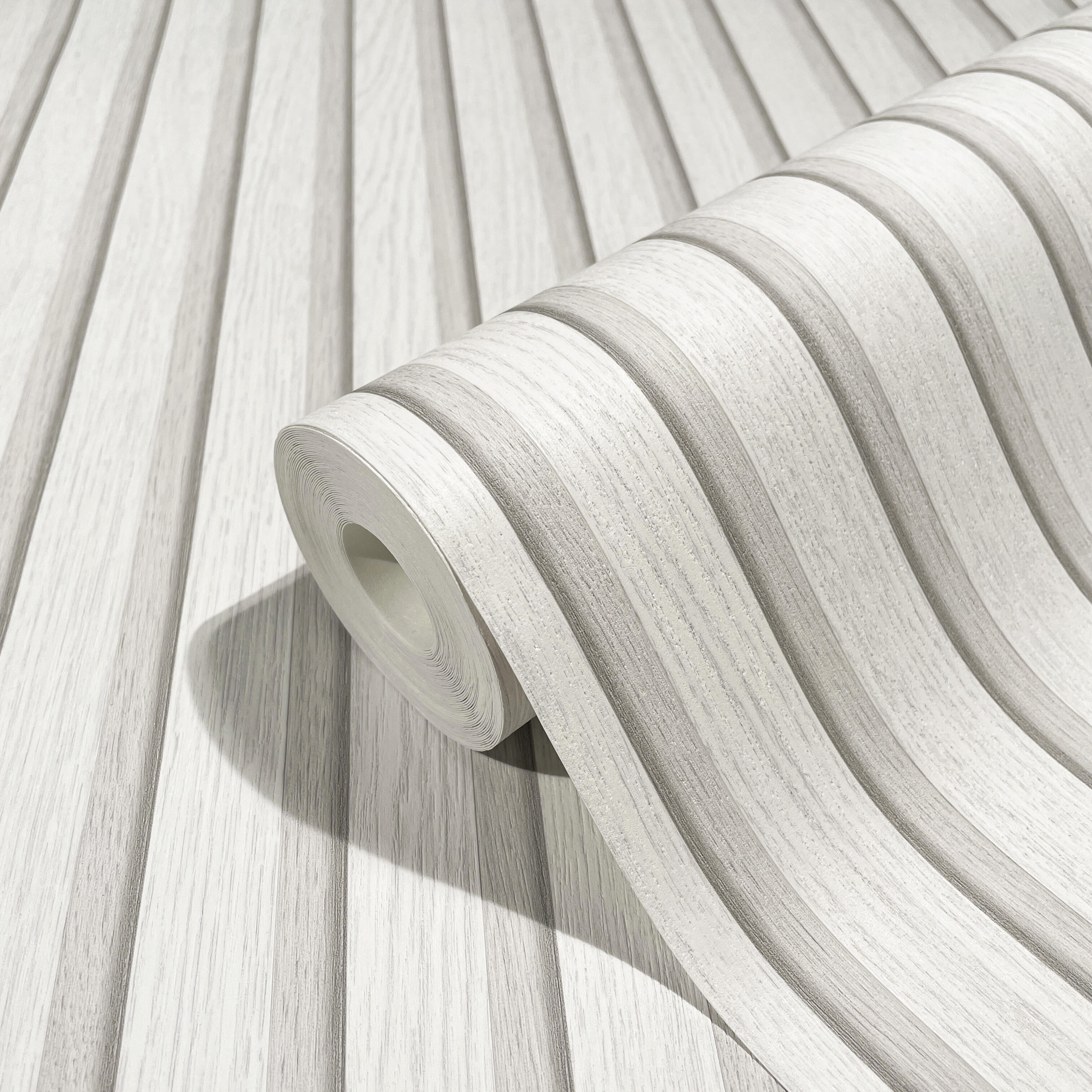Papier peint intissé Tasseaux de bois blanc - 3