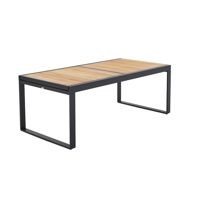 Table extensible 200x320x100cm NATERIAL Persea aluminium et teck anthracite
