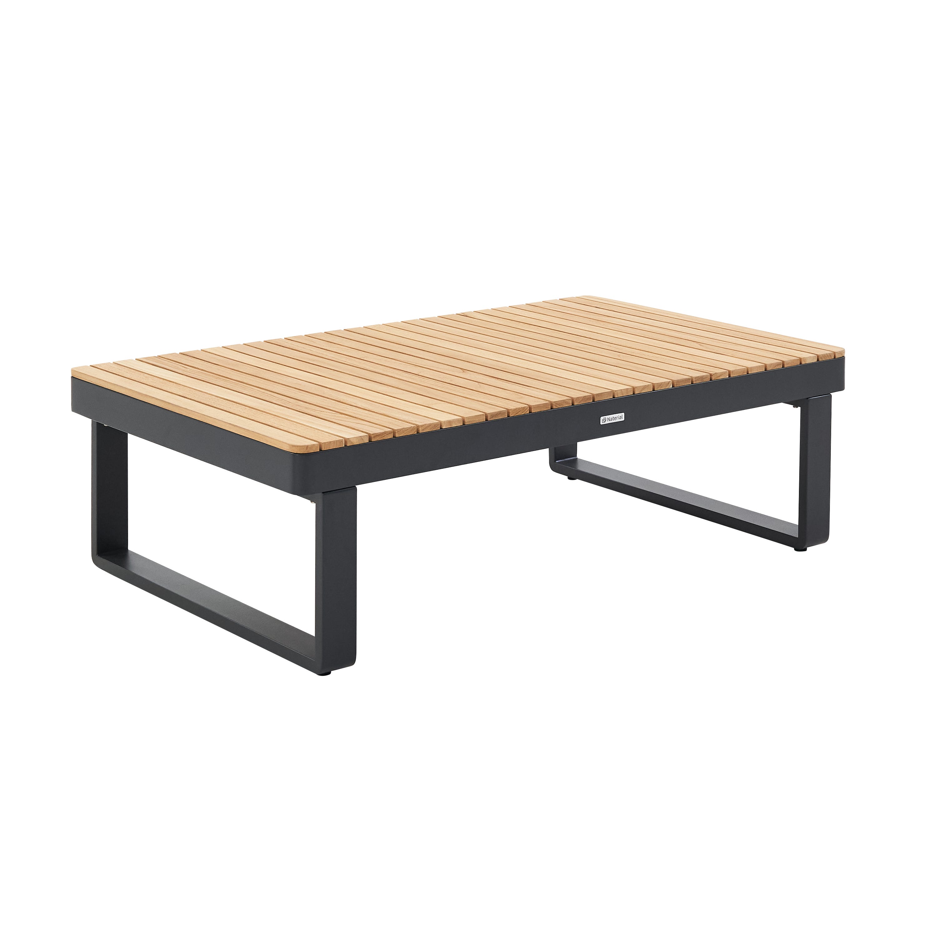 Table basse en aluminium et teck gris anthracite 115x70 cm Persea ...