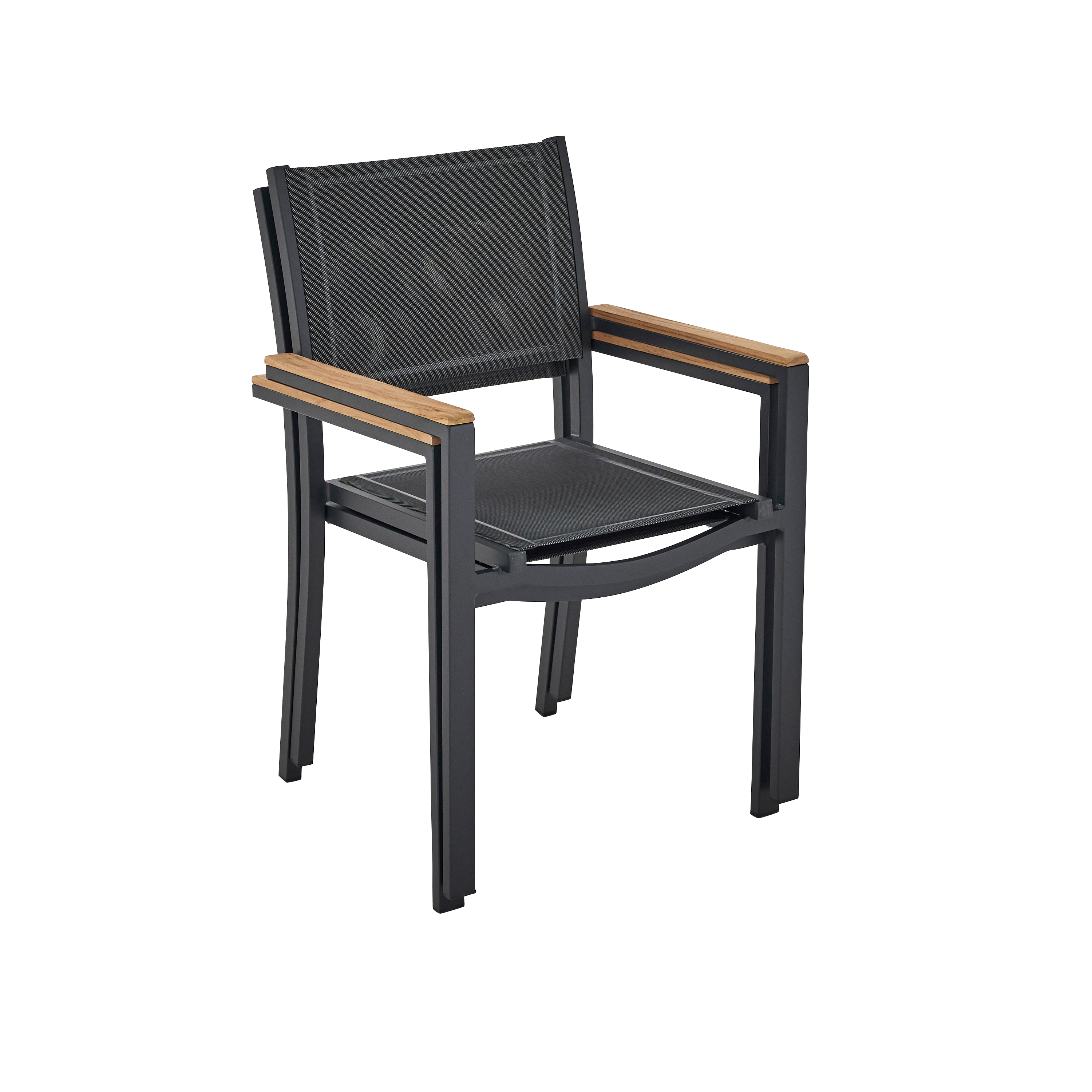 Cadeira de refeição com braços alumínio e textileno cinza escuro Naterial Persea - 3