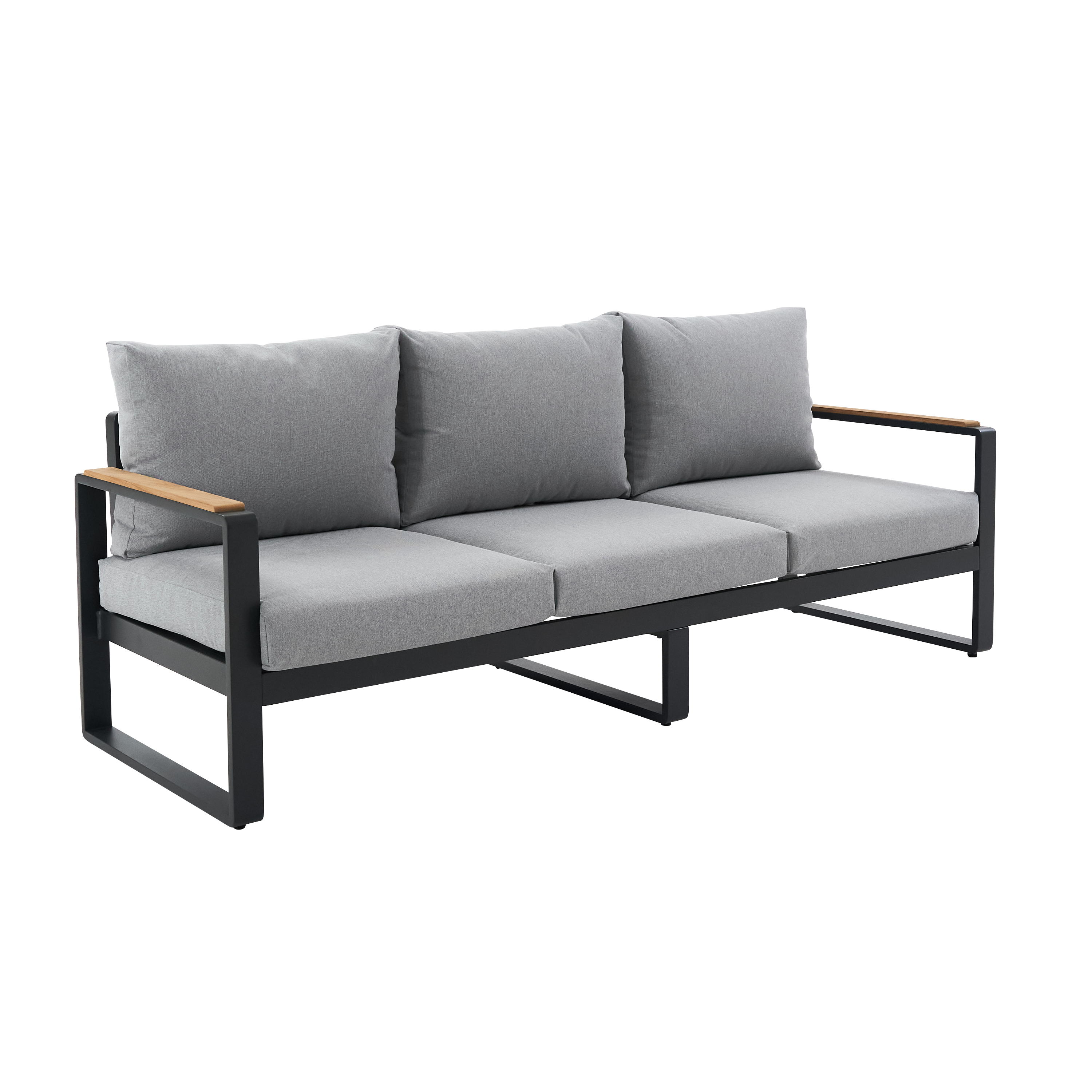 Divano da giardino con cuscino grigio e braccioli Persea NATERIAL