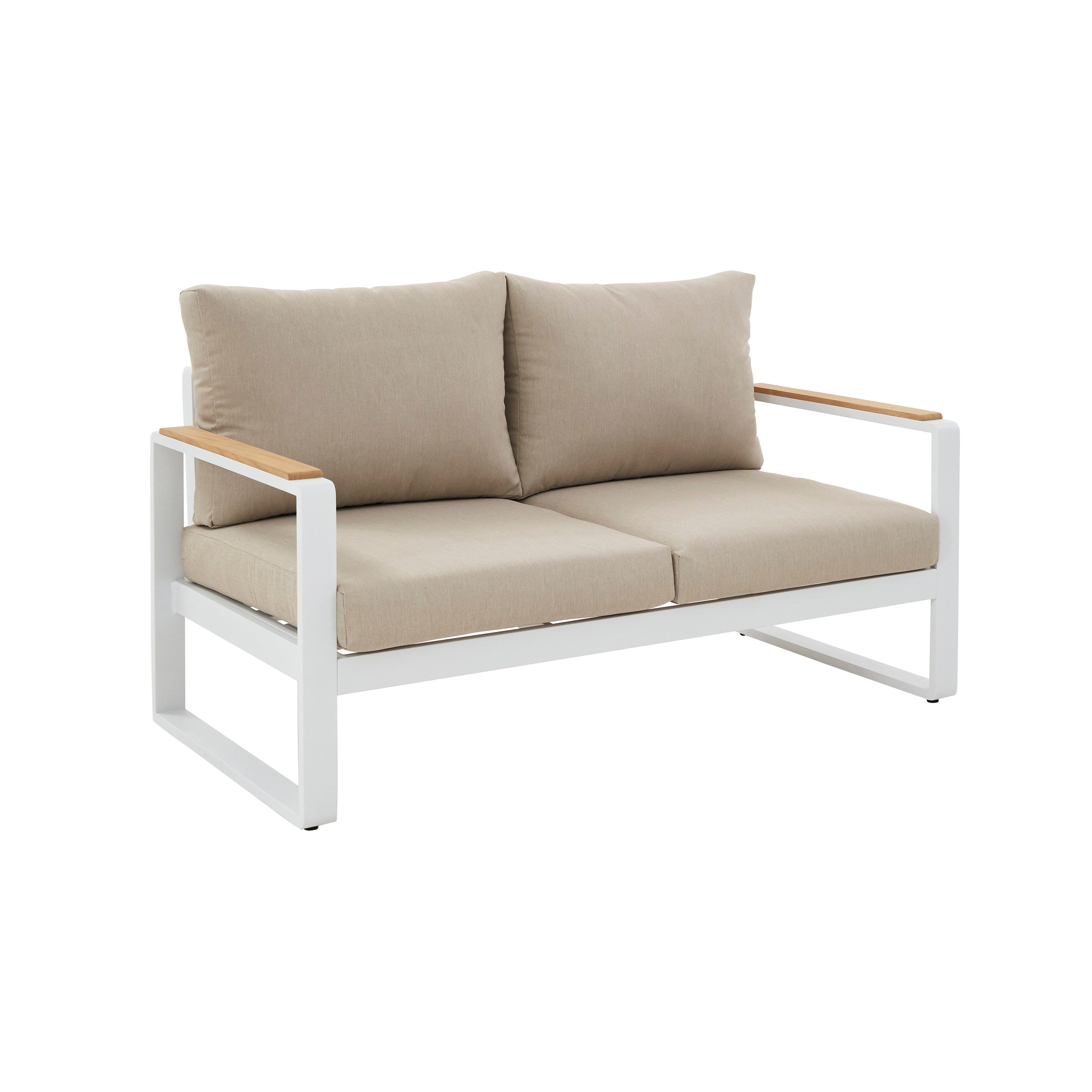 Divano da giardino con cuscino bianco e braccioli Persea NATERIAL