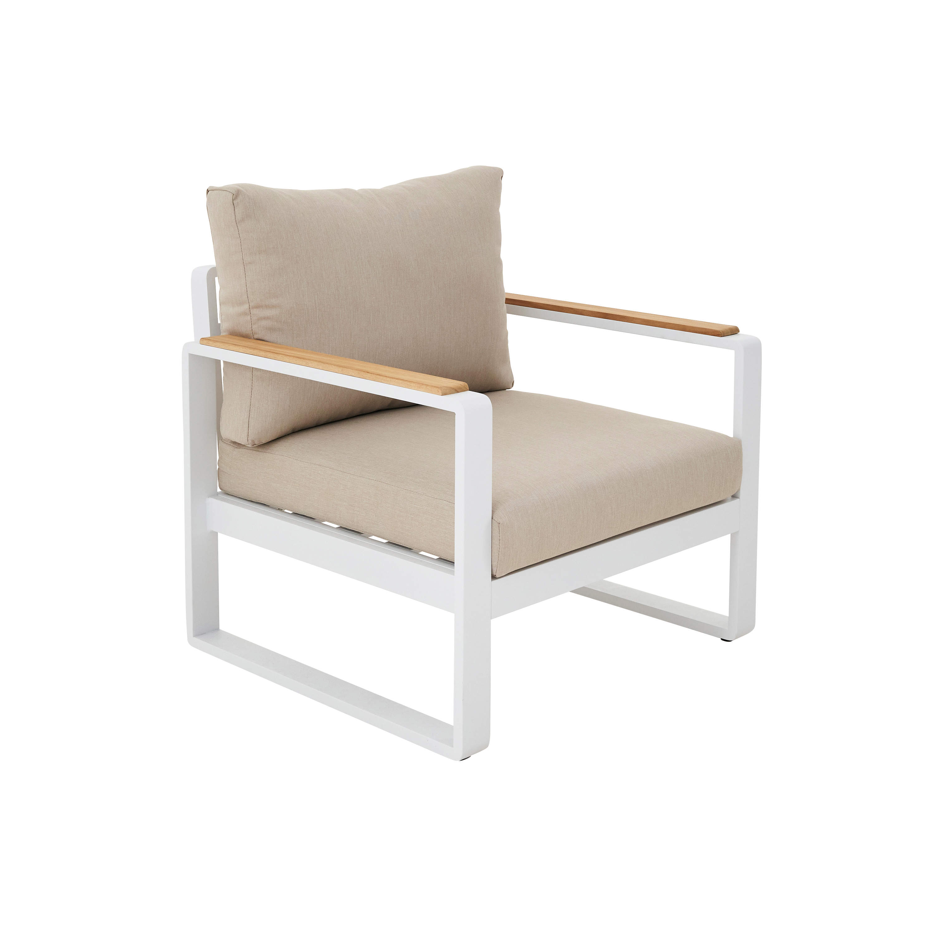 Sillón de jardín con cojín de jardín de aluminio persea blanco