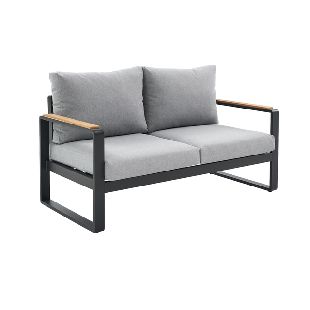 Canapé 2 places en aluminium et teck gris anthracite Persea NATERIAL
