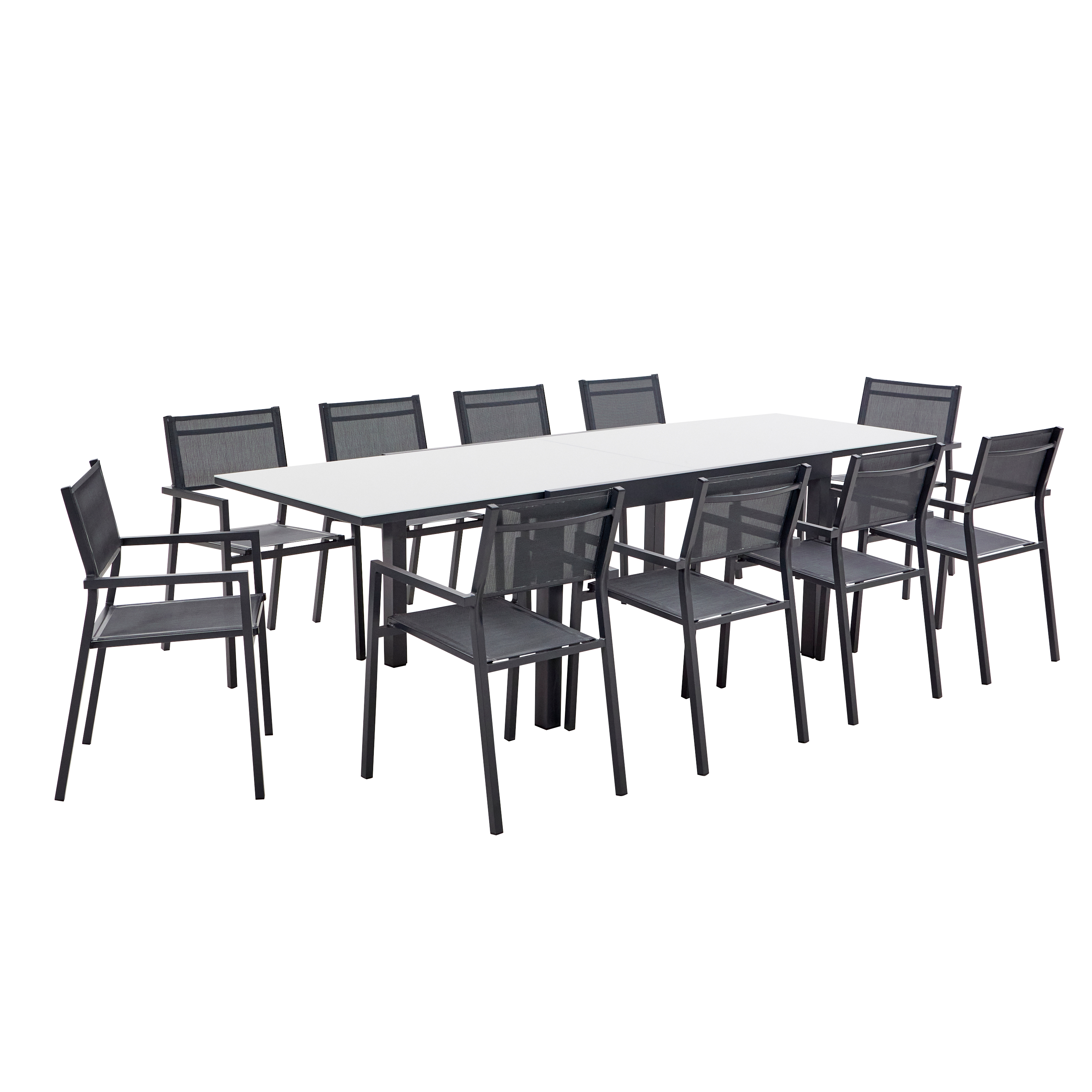 Mesa de jardín extensible de aluminio Lyra gris de 135/270x75.5 cm - 8