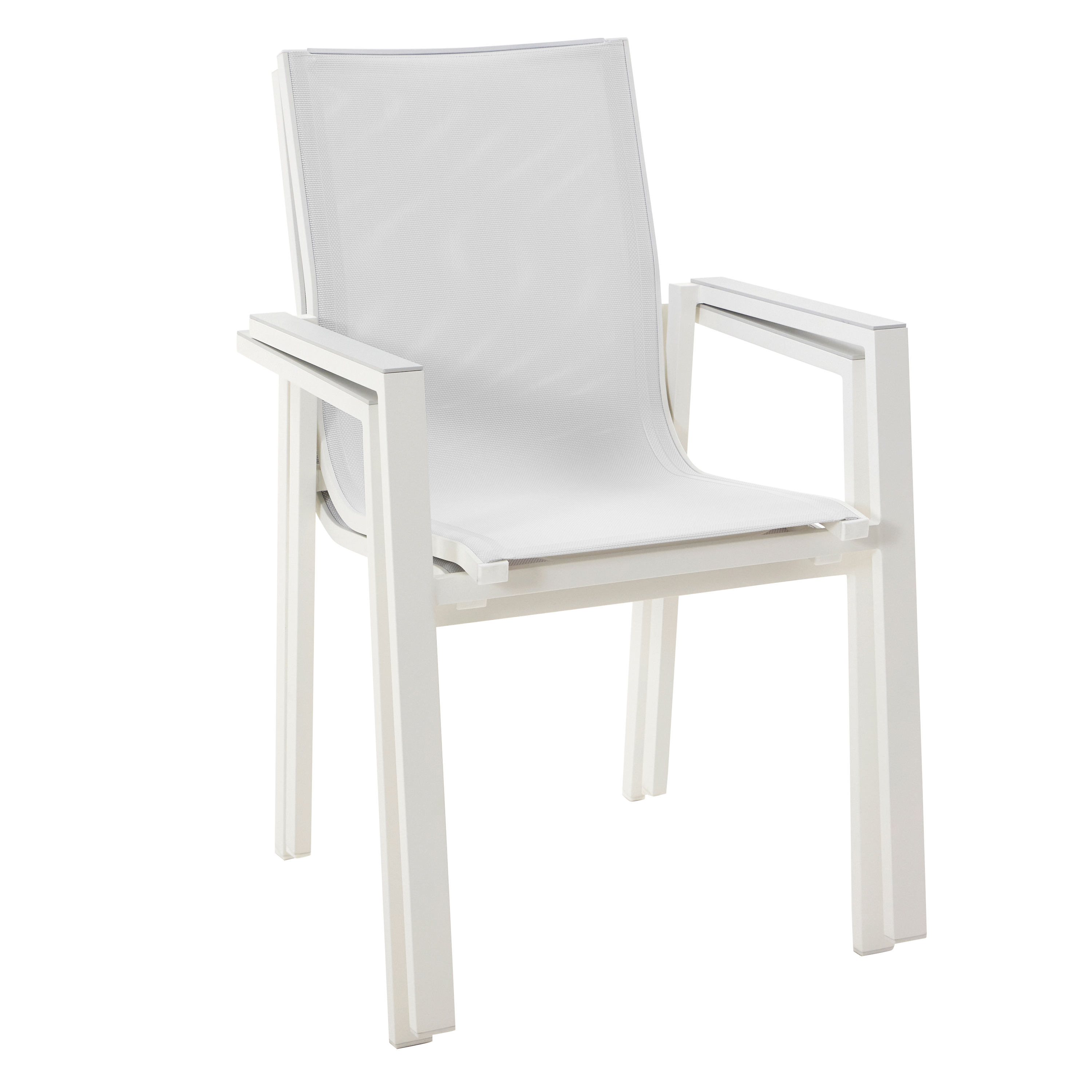 Sedia da giardino con braccioli Odyssea Gamma NATERIAL, struttura e seduta in textilene bianco - 2