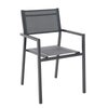 Sedia da giardino con braccioli Orion Alpha NATERIAL, struttura in alluminio nero e grigio, seduta in textilene grigio