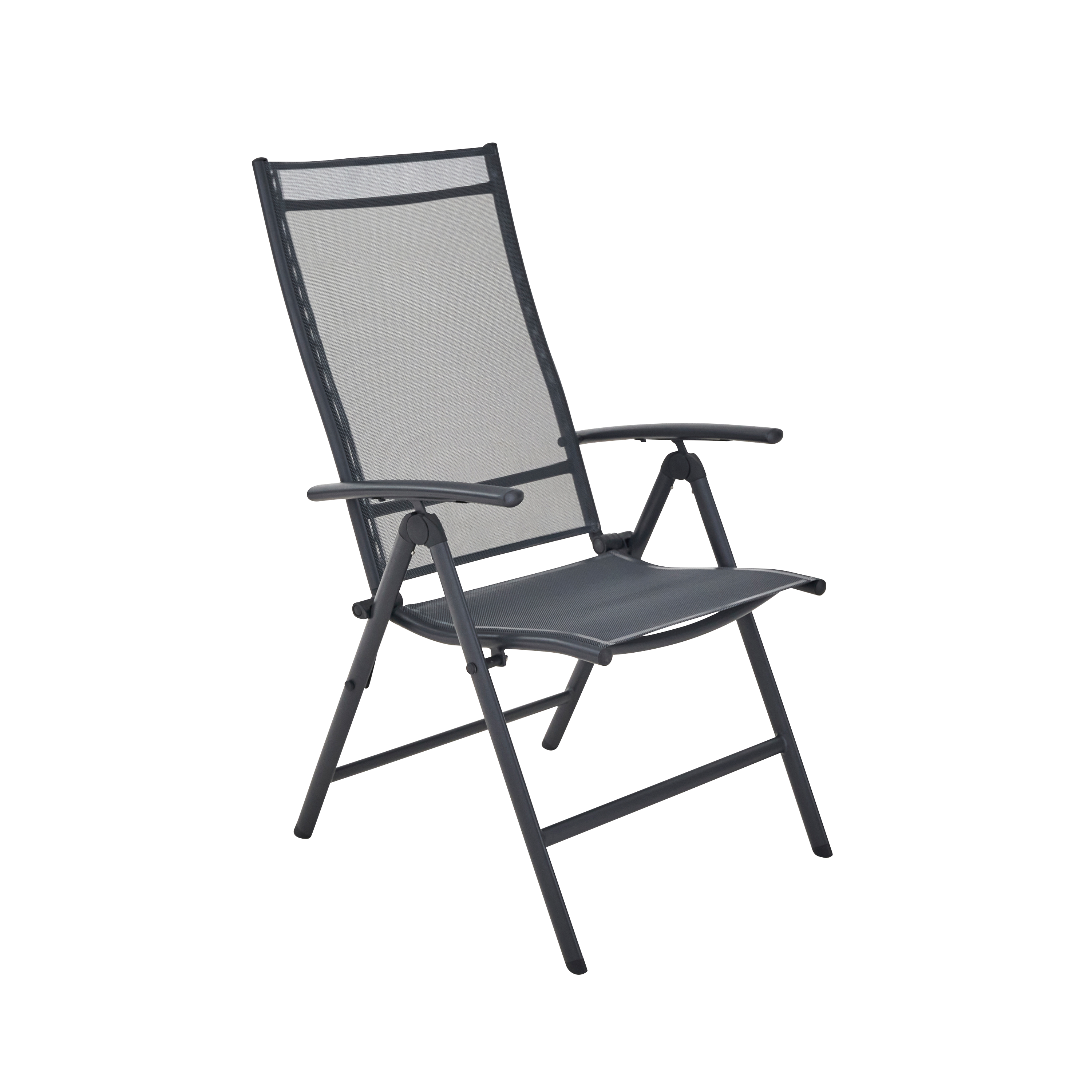 Conjunto de 2 cadeiras reclináveis alumínio e textileno antracite Kima - 2