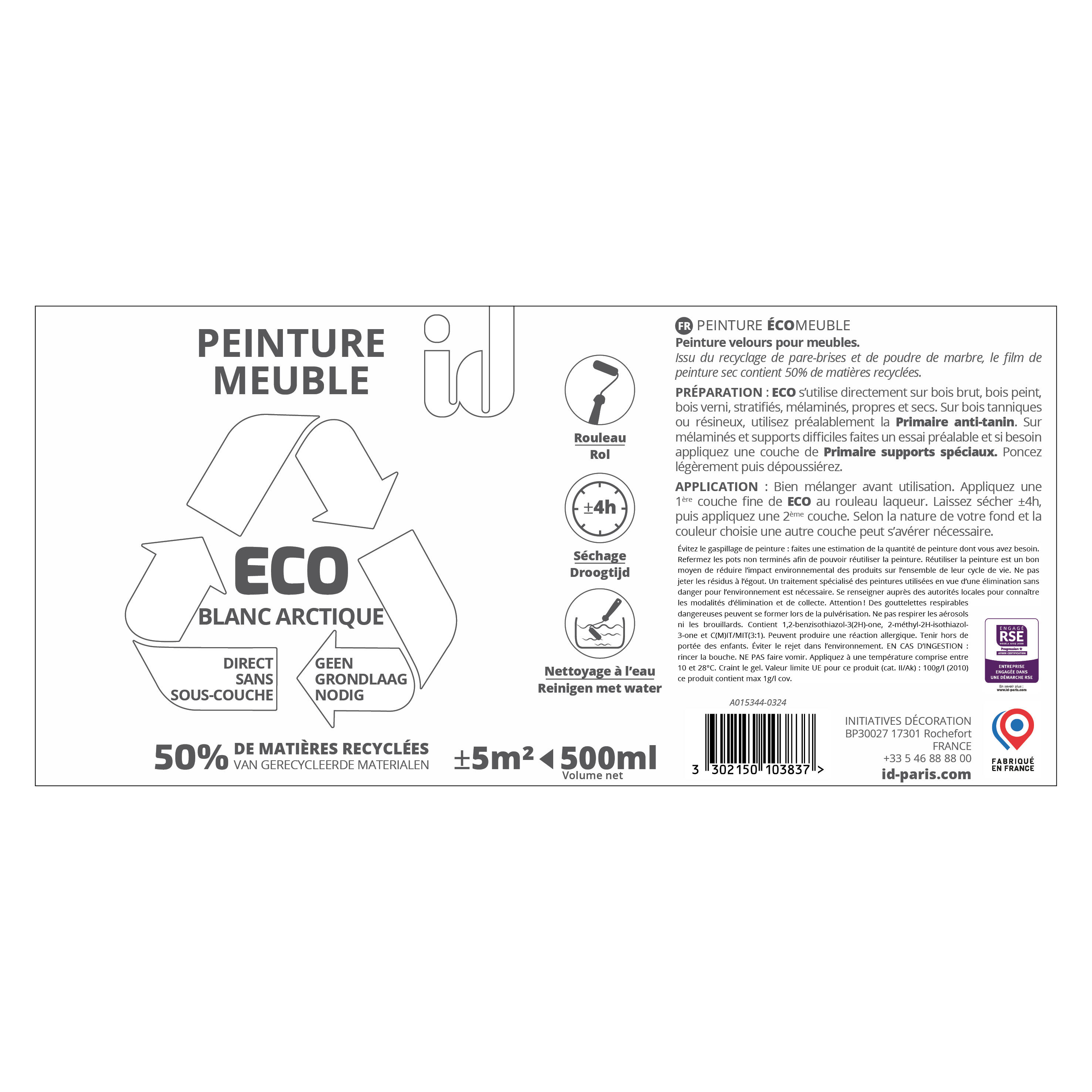 Peinture meuble Eco ID blanc arctique velours 0.5L - 4