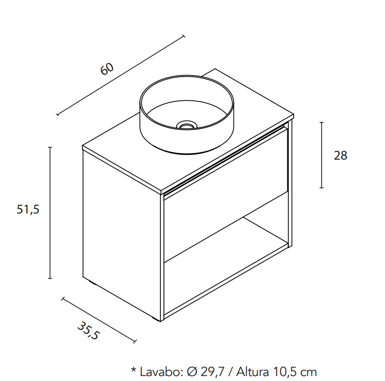Mueble de baño con lavabo  Klein roble oscuro mate 60x35 cm - 7