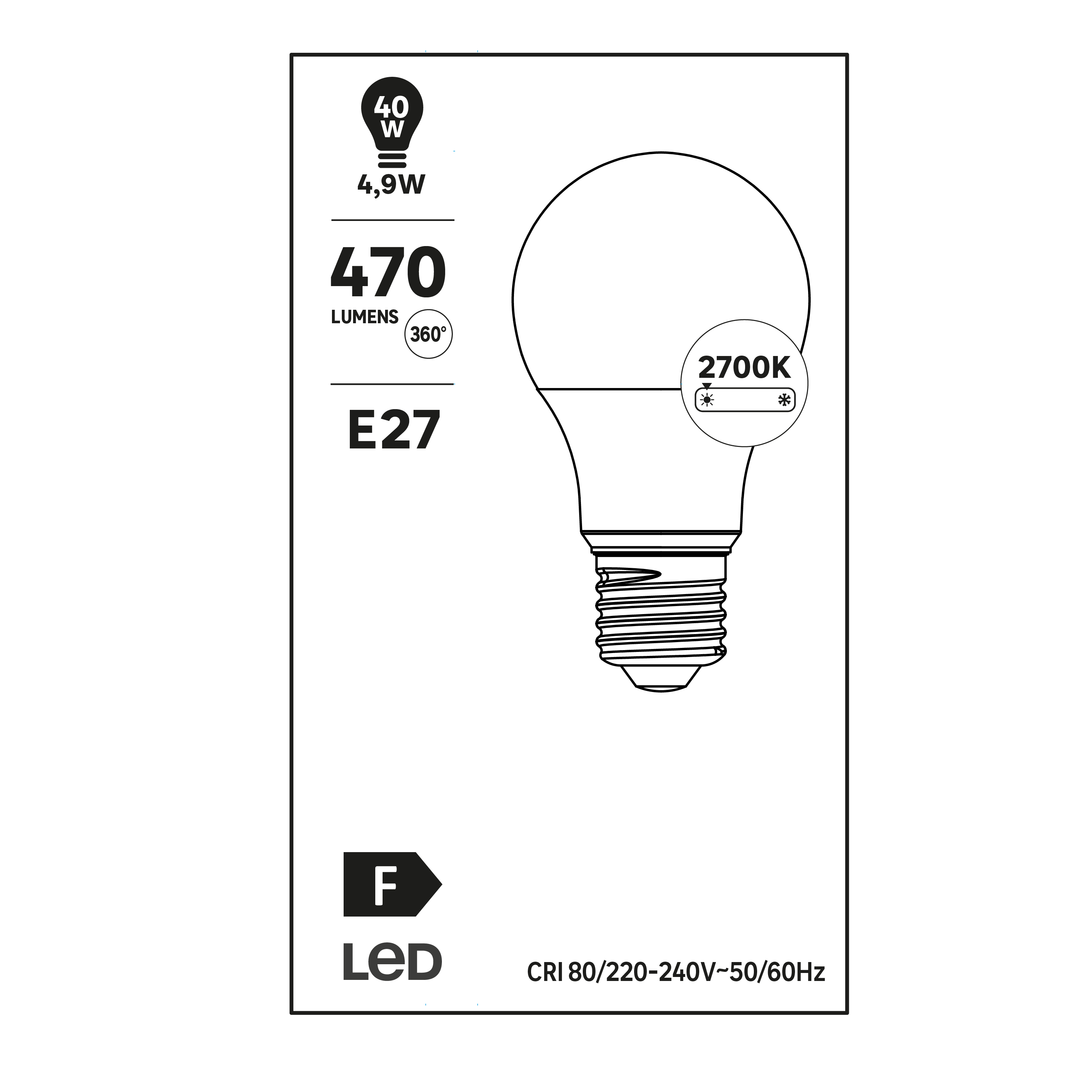Żarówka LED E27 4,9 W 470 lm Ciepła biel - 6